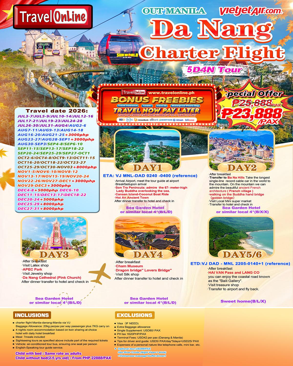 Manila-Danang-6D4N-VJ : AS LOW AS ₱23,888/PAX