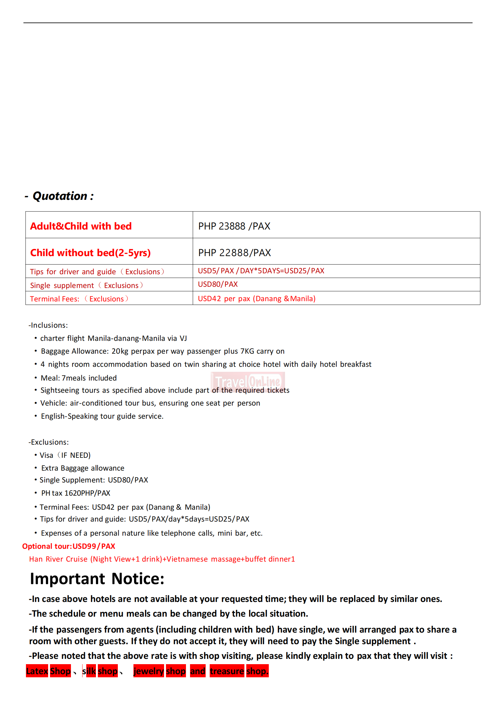 Manila-Danang-6D4N-VJ : AS LOW AS ₱23,888/PAX itinerary