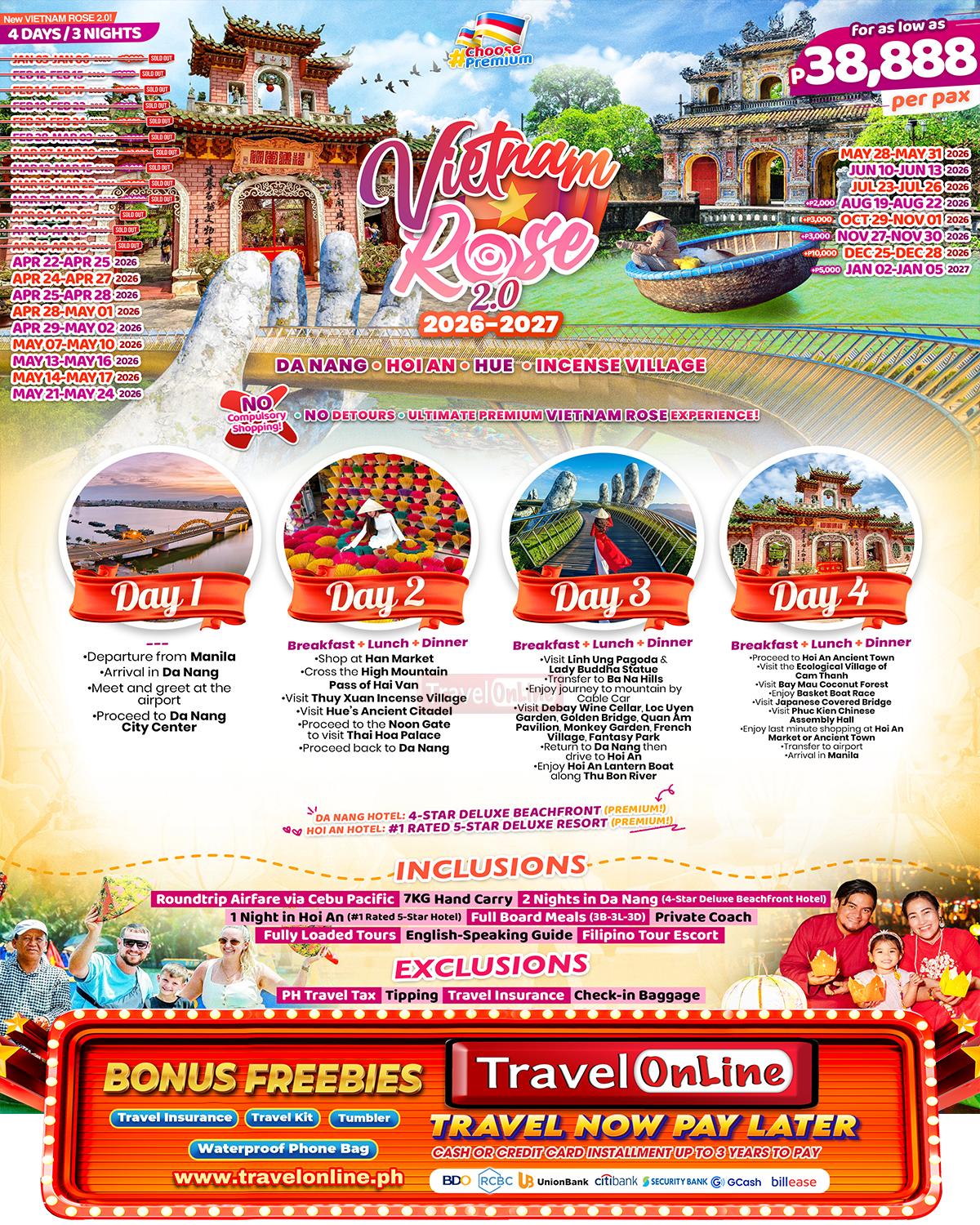 VIETNAM ROSE 2.0 :  AS LOW AS ₱38,888/PAX