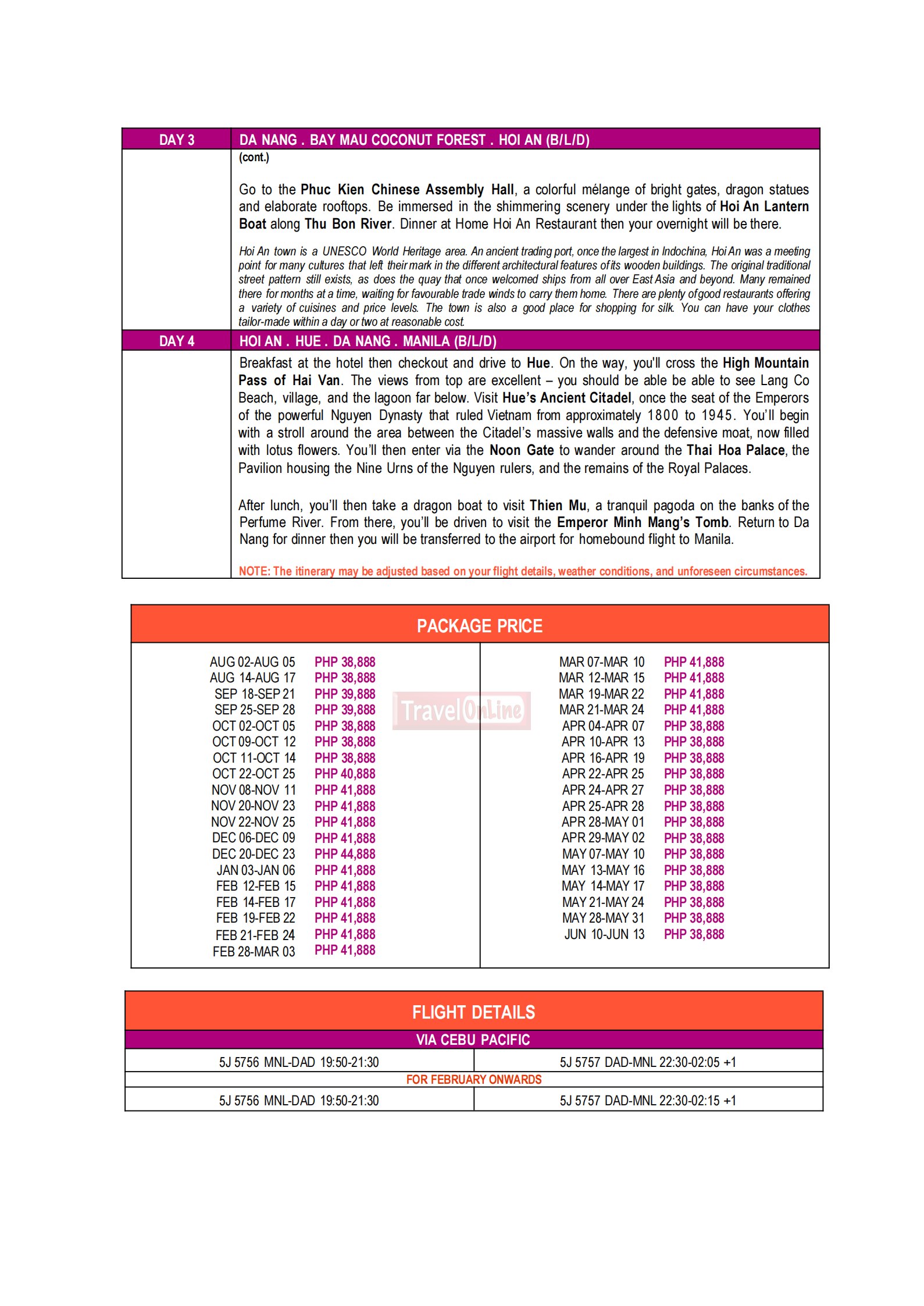 VIETNAM ROSE 2.0 :  AS LOW AS ₱38,888/PAX itinerary
