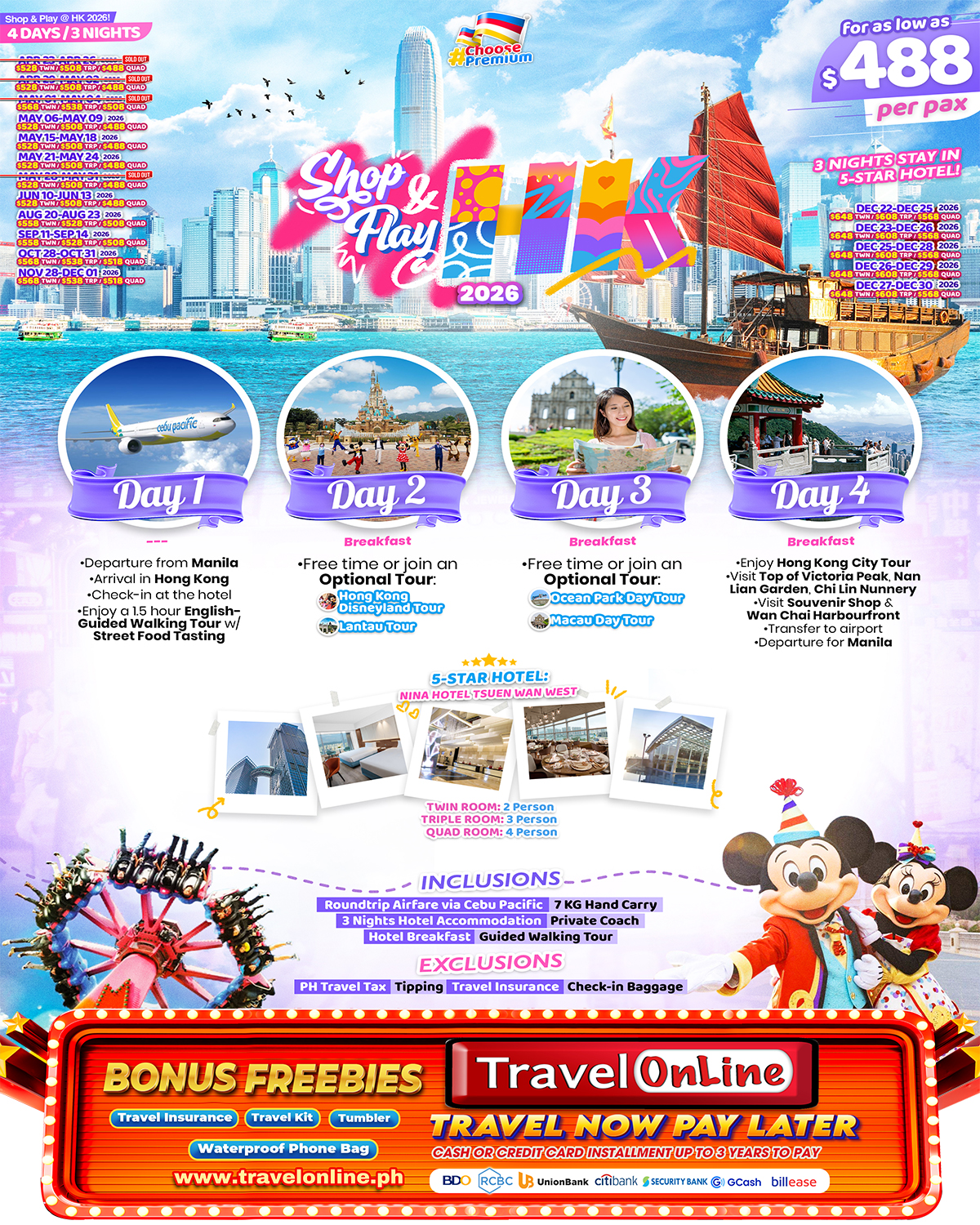 SHOP AND PLAY @ HONGKONG: AS LOW AS $488/PAX