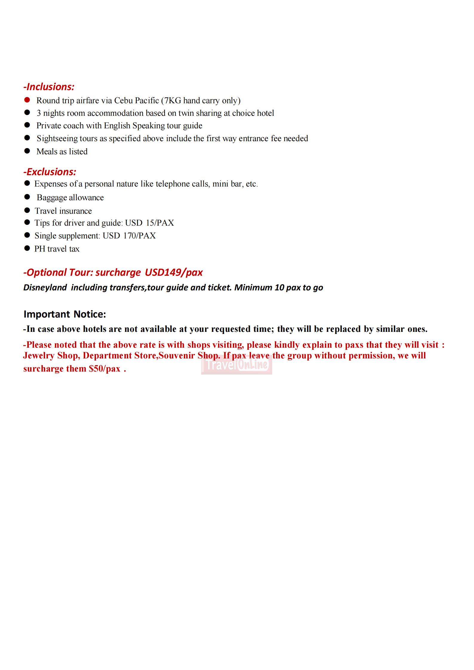 Manila-Hong Kong-Macau 4D3N Tour :  AS LOW AS $449/PAX itinerary