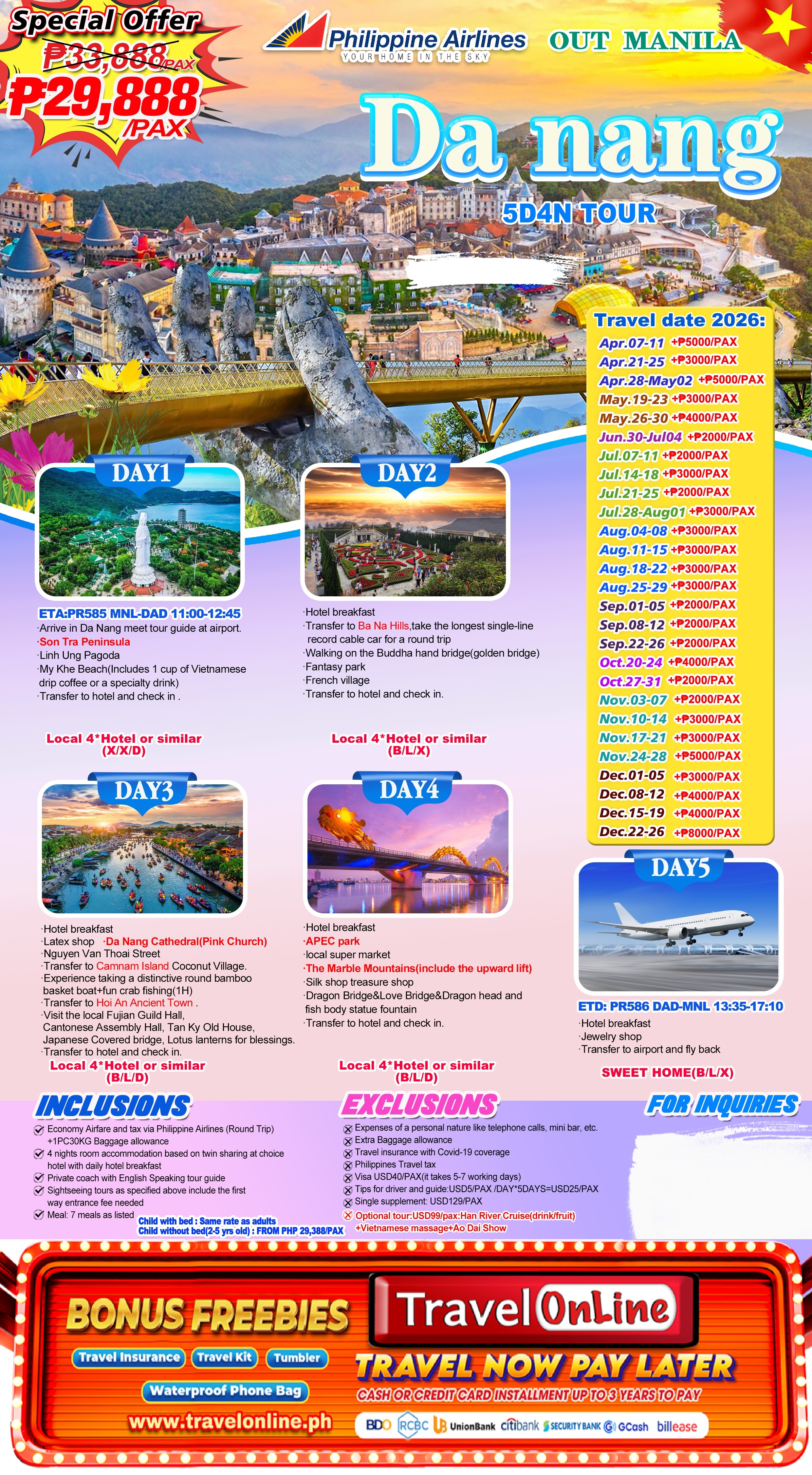 Da Nang 5D4N (PR) , 2026 : AS LOW AS ₱29,888/PAX