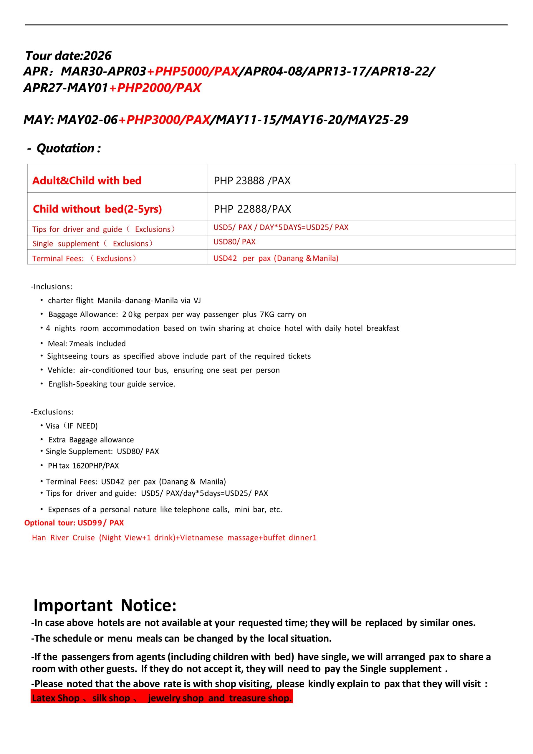 Manila-Danang-6D4N-VJ: AS LOW AS ₱23,888/PAX itinerary