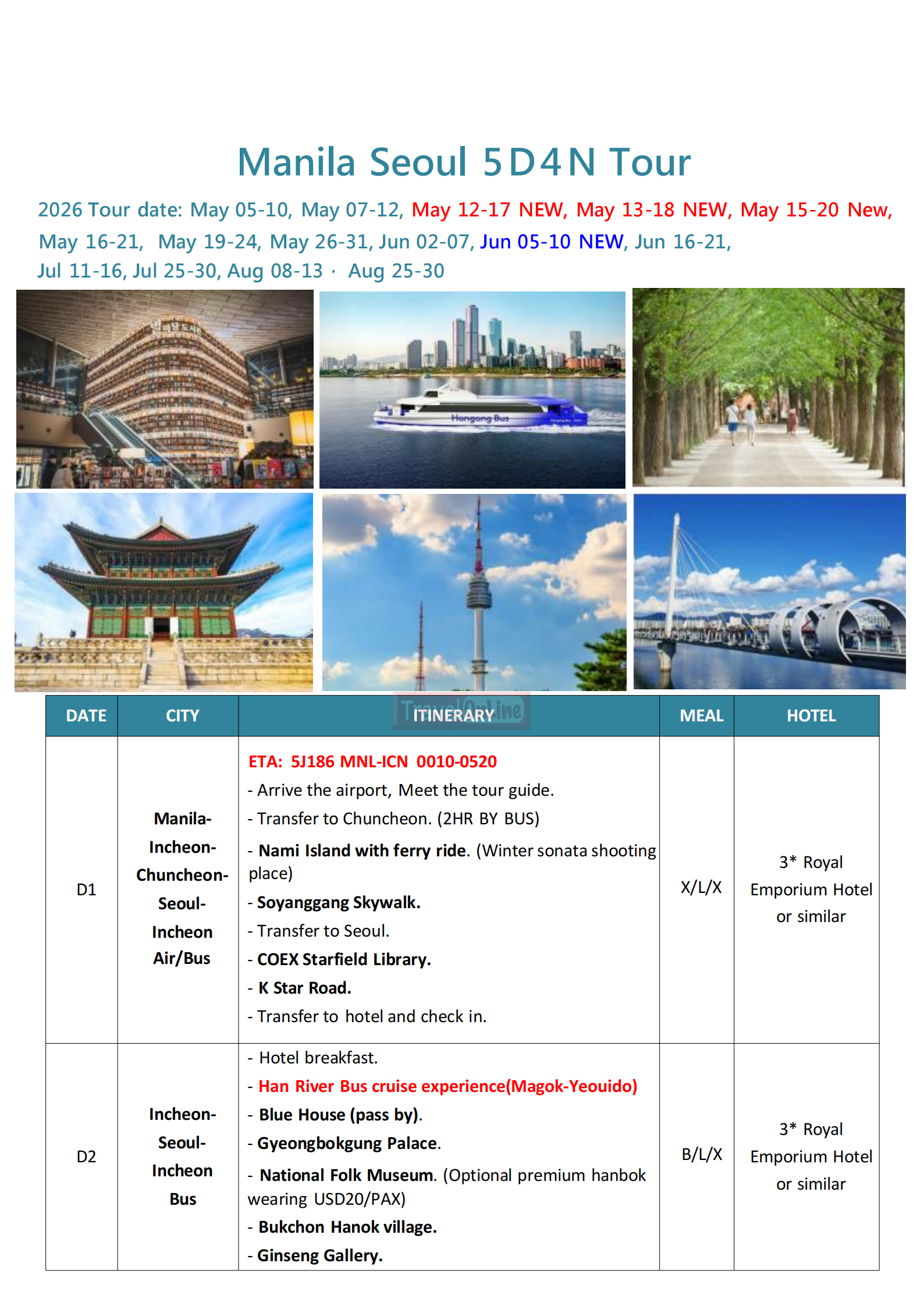 Manila Seoul 6D4N (VIA 5J), 2026:  AS LOW AS ₱29,888/PAX