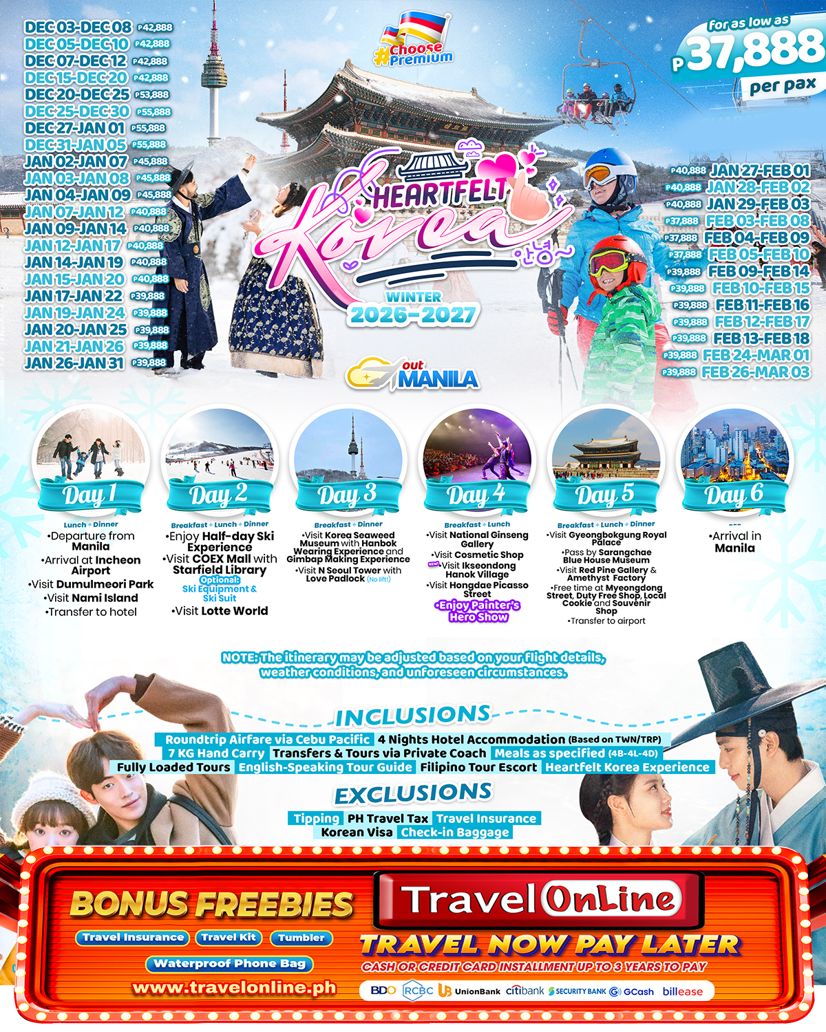 KOREA (Heartfelt Korea_Winter) 2026-2027: AS LOW AS ₱37,888/PAX