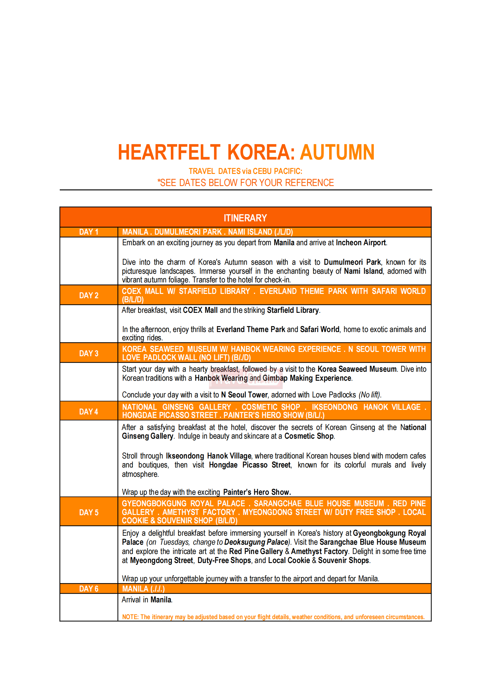 KOREA (Heartfelt Korea_Autumn) 2026: AS LOW AS ₱37,888/PAX itinerary
