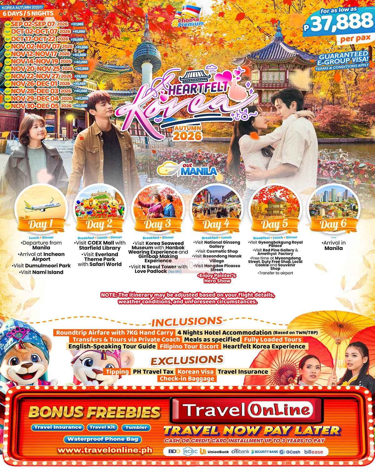 KOREA (Heartfelt Korea_Autumn) 2026: AS LOW AS ₱37,888/PAX