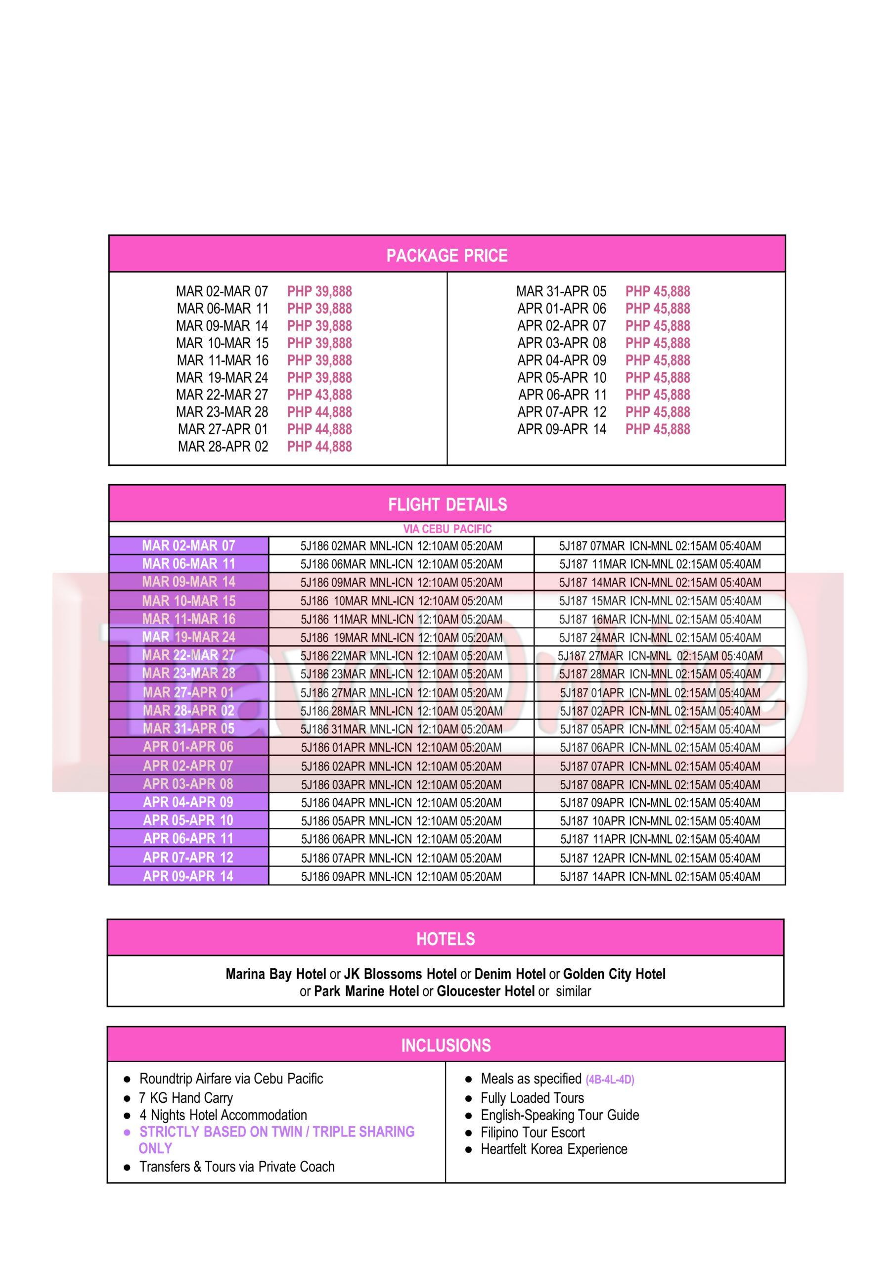 KOREA (Heartfelt Korea_Spring) 2027 : AS LOW AS ₱39,888/PAX itinerary