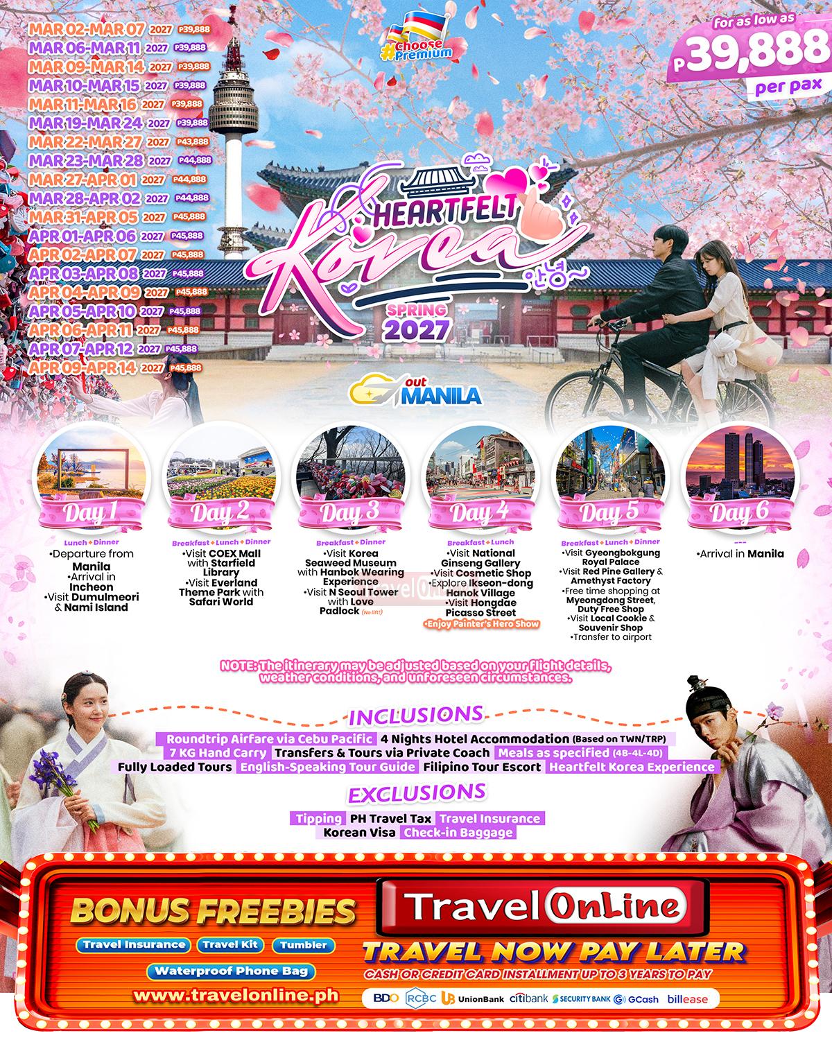 KOREA (Heartfelt Korea_Spring) 2027 : AS LOW AS ₱39,888/PAX