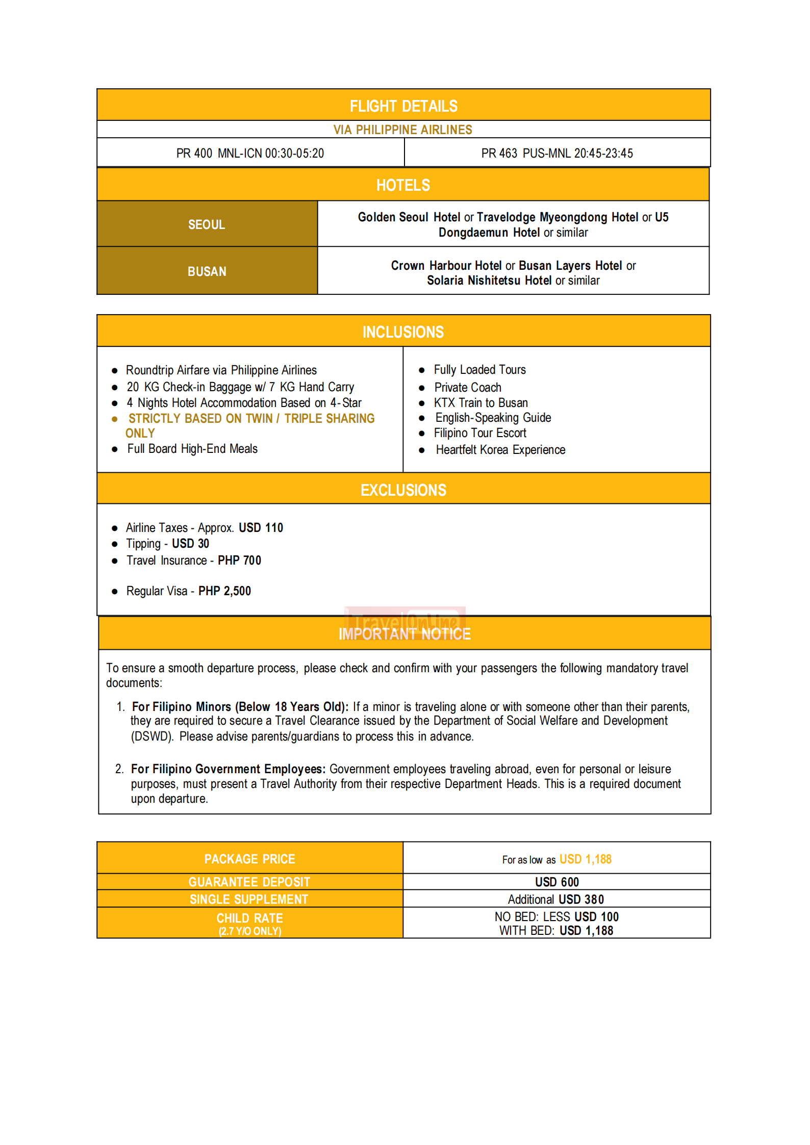 KOREA (Heartfelt Korea-Seoul to Busan) 2026 :  AS LOW AS $1,188/PAX itinerary