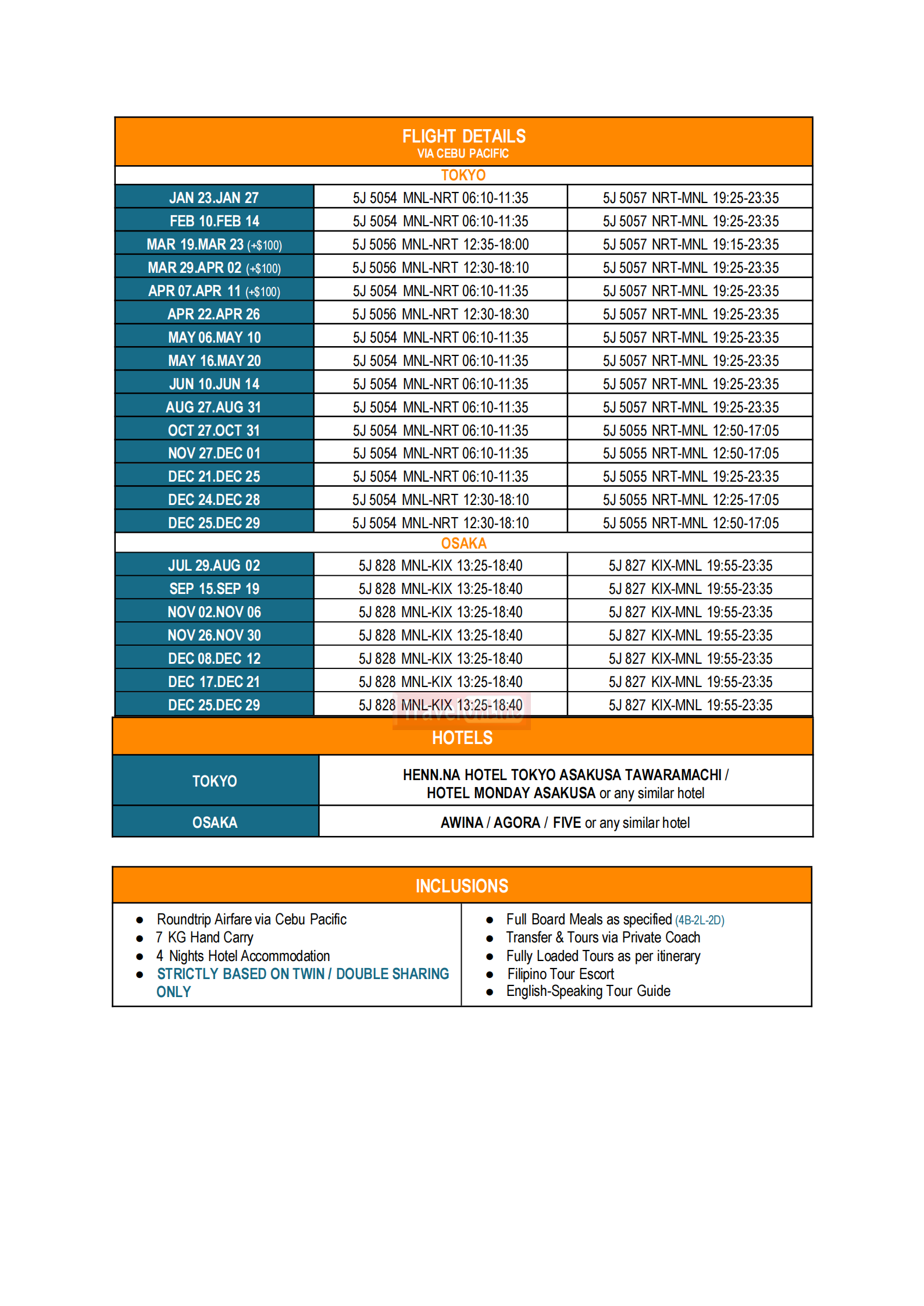 Memorable Japan_Tokyo or Osaka 2026 : AS LOW AS $1088/PAX itinerary