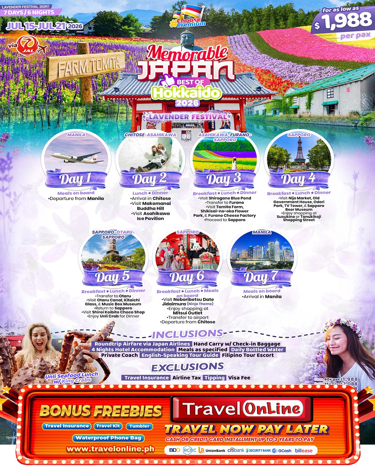 Memorable Japan-Lavender Hokkaido 2026: AS LOW AS $1988/PAX