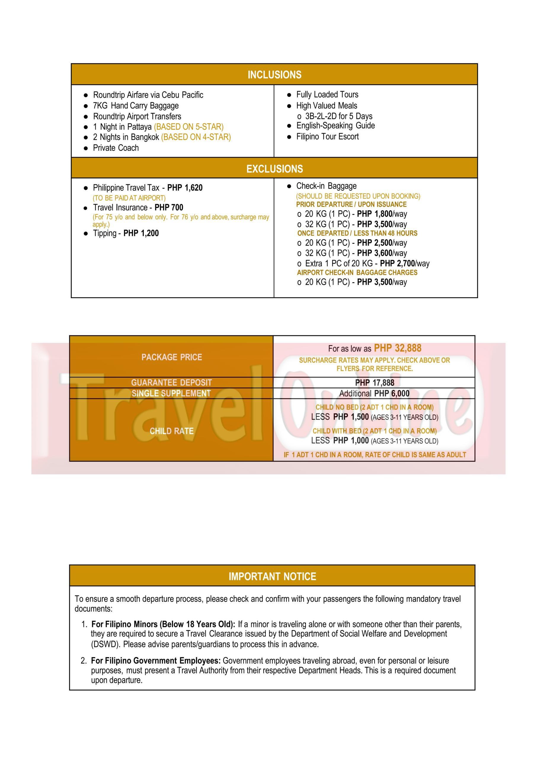 Golden Thailand 2026:  AS LOW AS ₱32,888/PAX itinerary