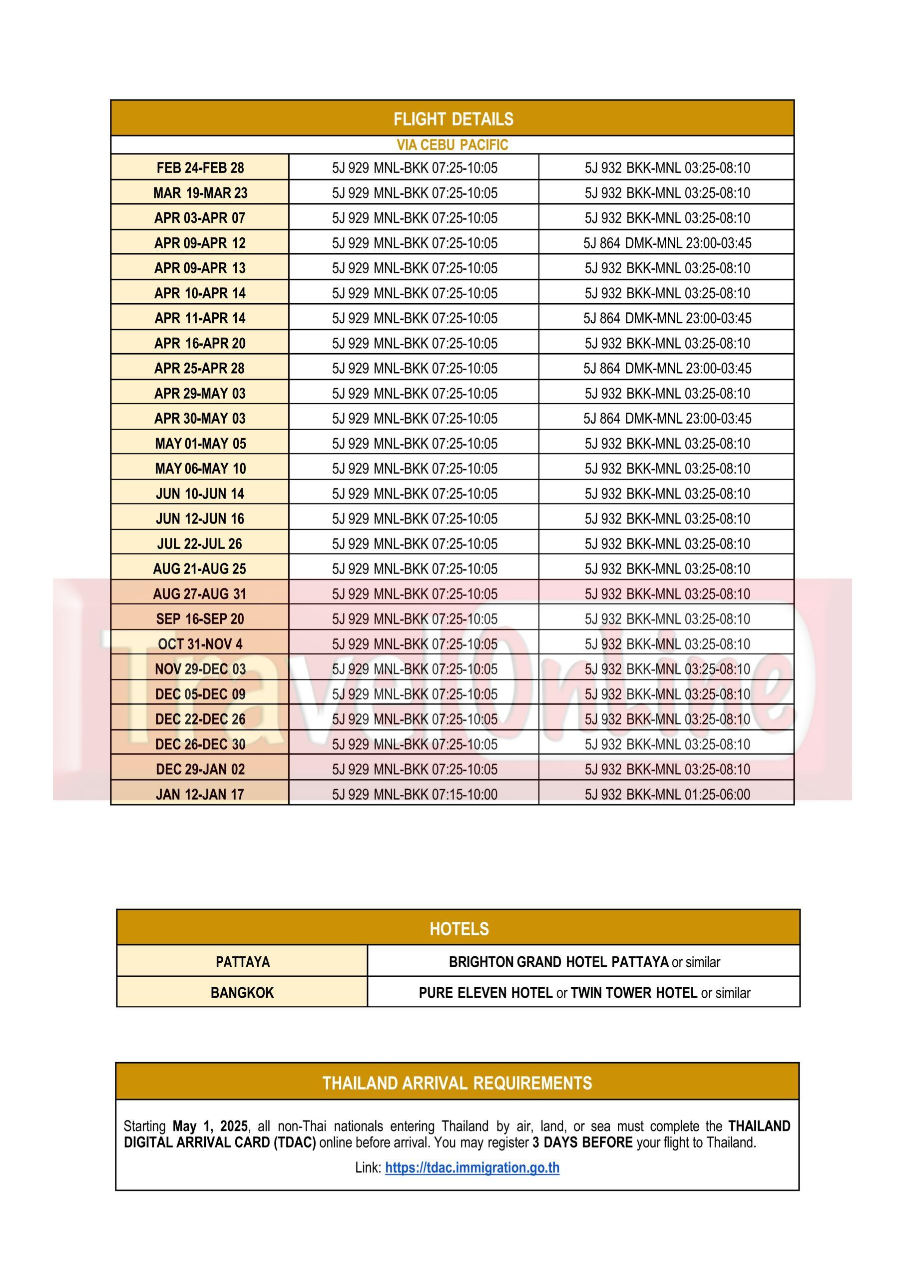 Golden Thailand 2026:  AS LOW AS ₱32,888/PAX itinerary