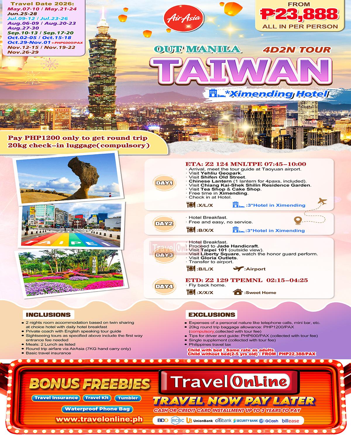 Taiwan 4D2N (Z2), 2026: AS LOW AS ₱23,888/PAX