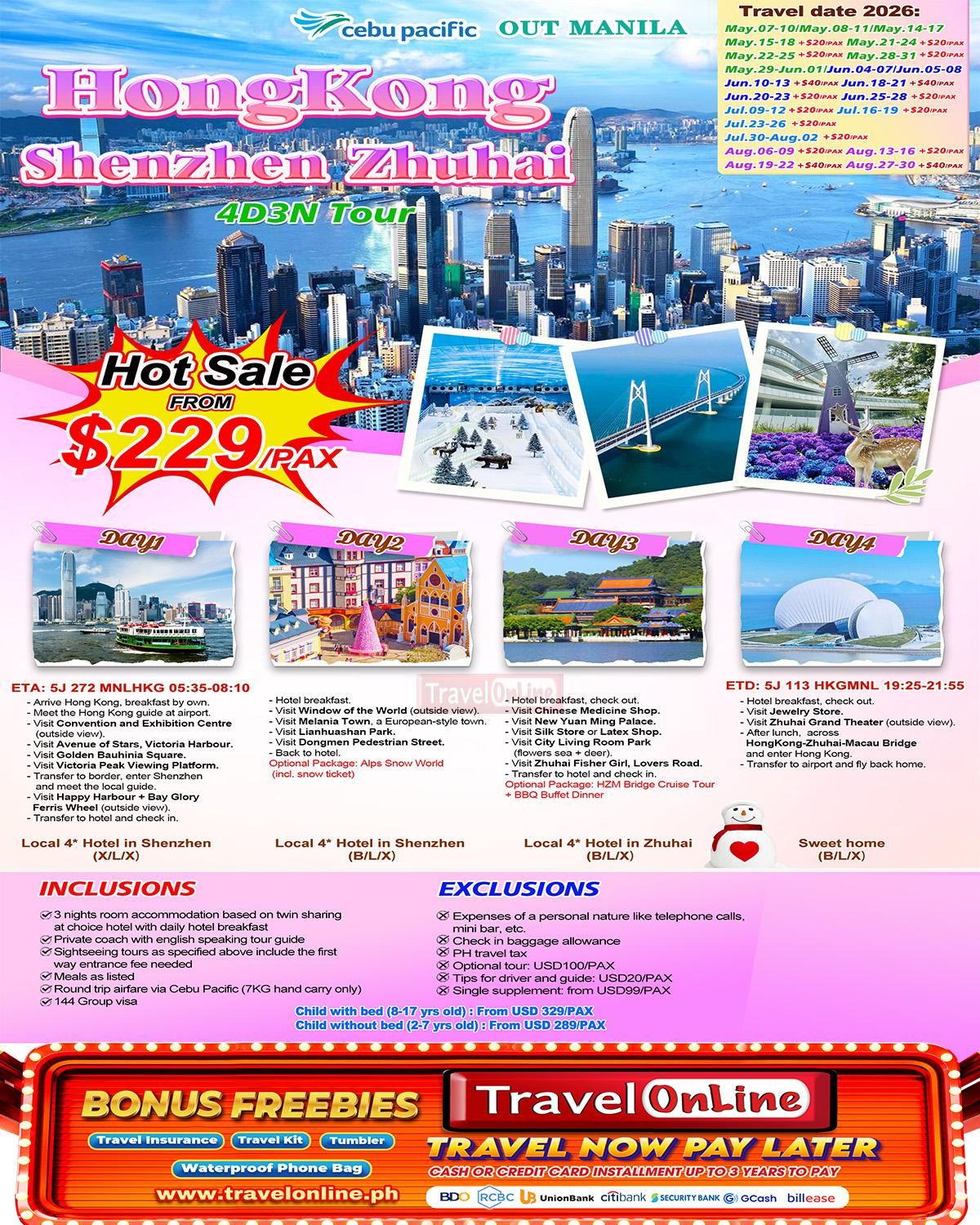 HongKongShenzhen+Zhuhai 4D3N (5J), 2026 : AS LOW AS $229/PAX  promo image