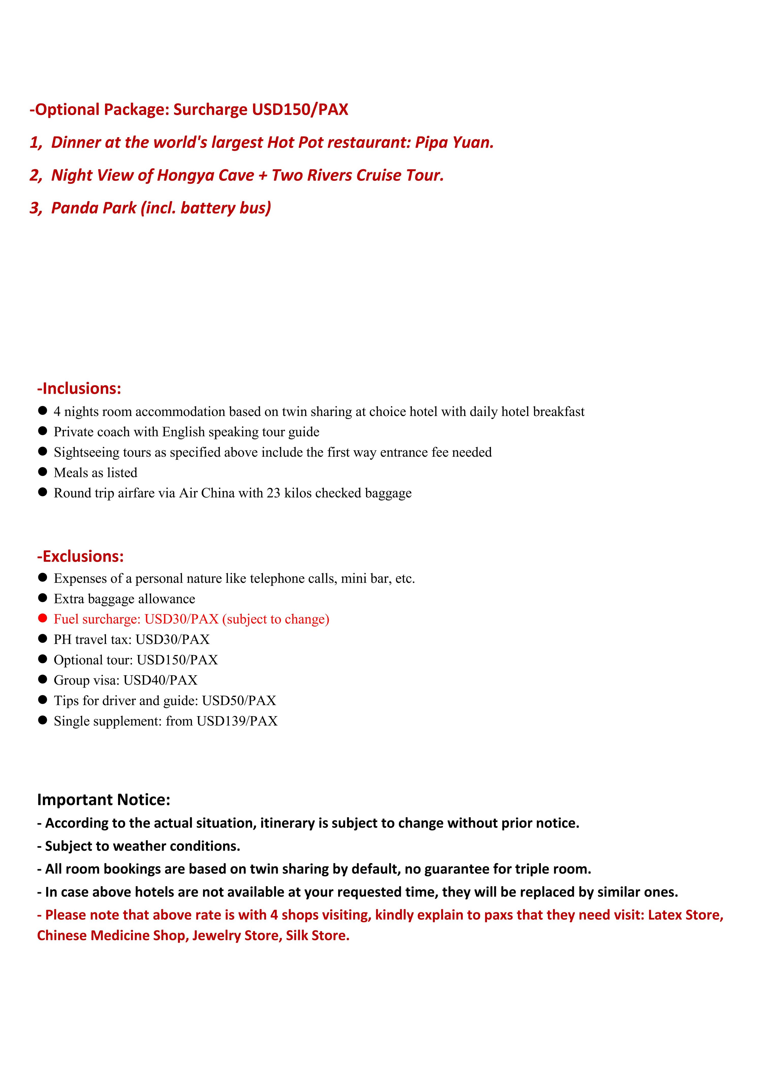 Chongqing+Chengdu 5D4N (CA), 2026 -CKG in CKG out : AS LOW AS $299/PAX itinerary