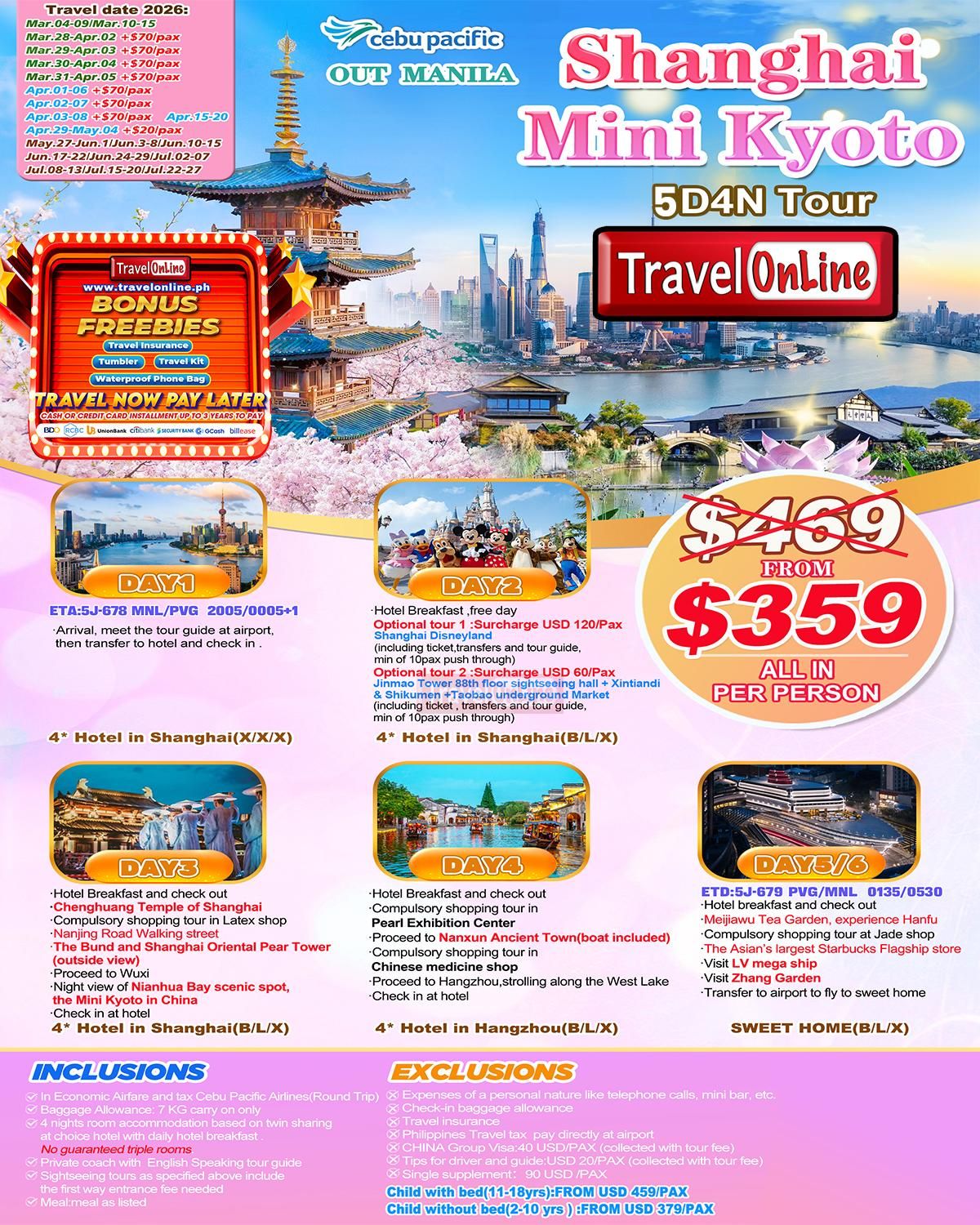 Shanghai Mini Kyoto 6D4N，2026 :  AS LOW AS $359/PAX promo image