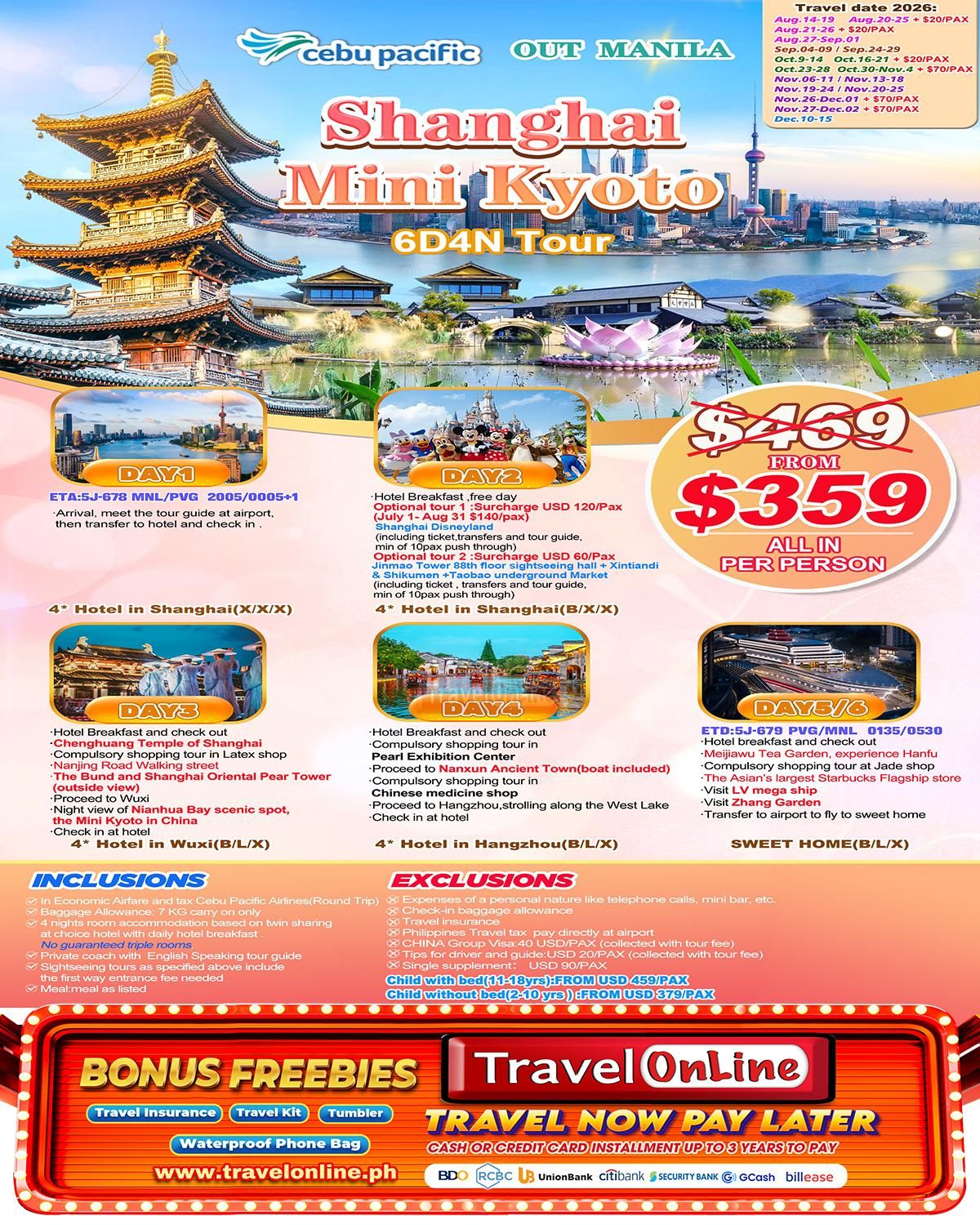 Shanghai Mini Kyoto 6D4N，2026 : AS LOW AS $359/PAX promo image