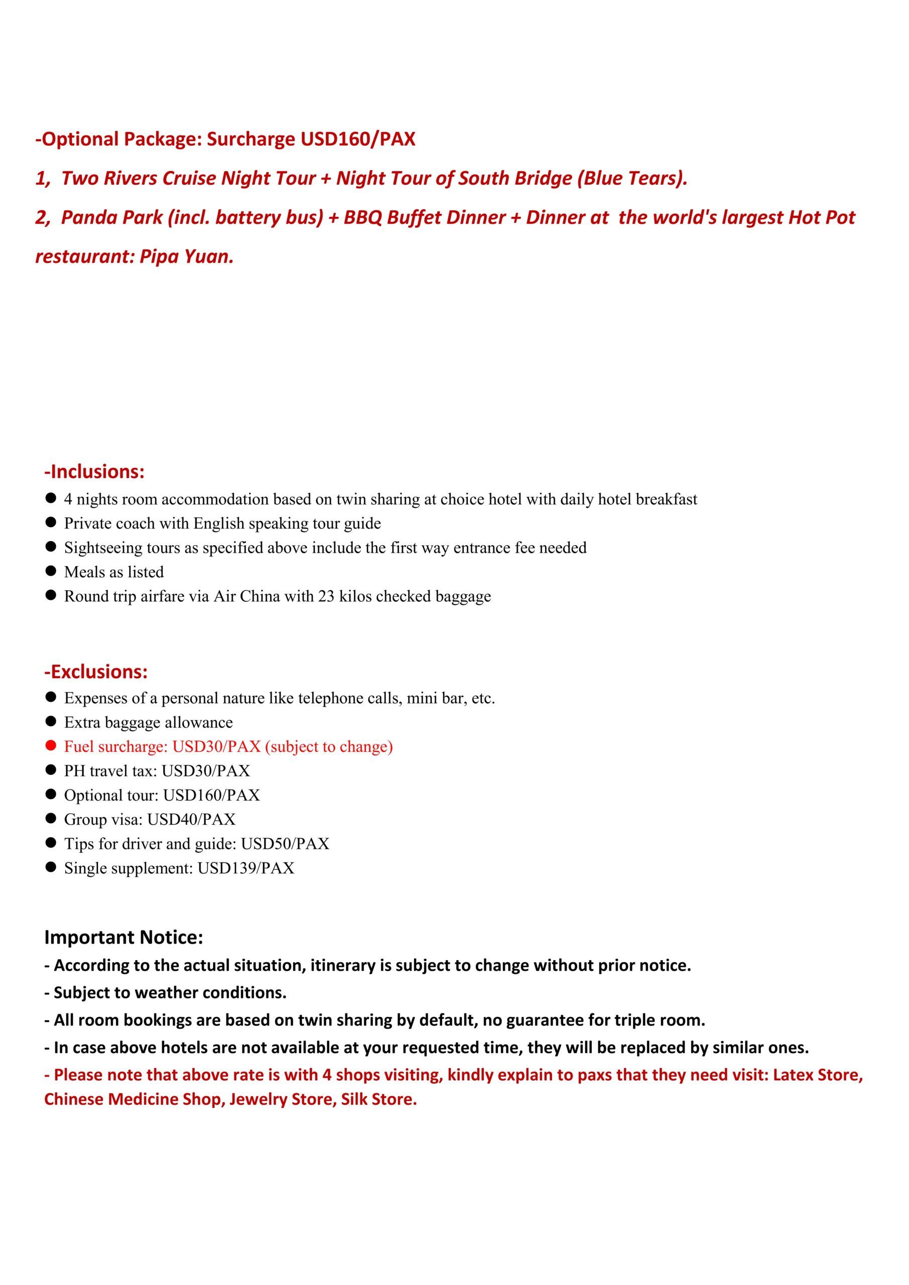 Chongqing+Leshan 5D4N (CA), 2026 :  AS LOW AS $369/PAX itinerary