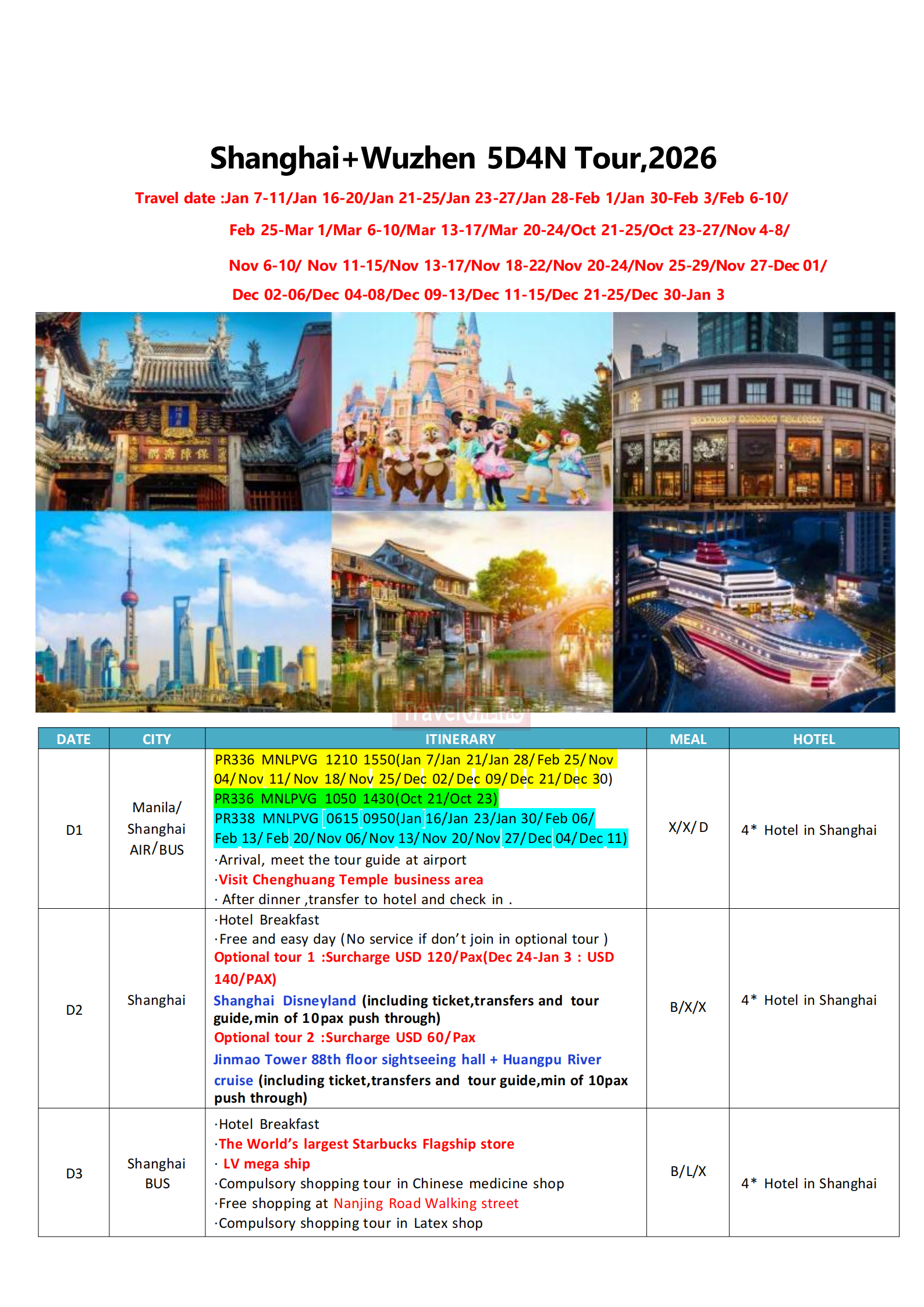 Shanghai+Wuzhen 5D4N，2026 : AS LOW AS $379/PAX itinerary
