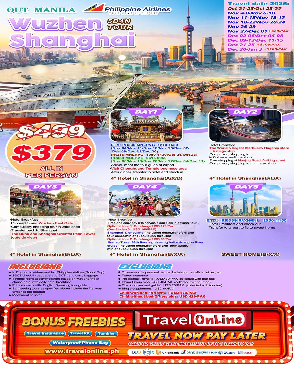 Shanghai+Wuzhen 5D4N，2026 : AS LOW AS $379/PAX promo image