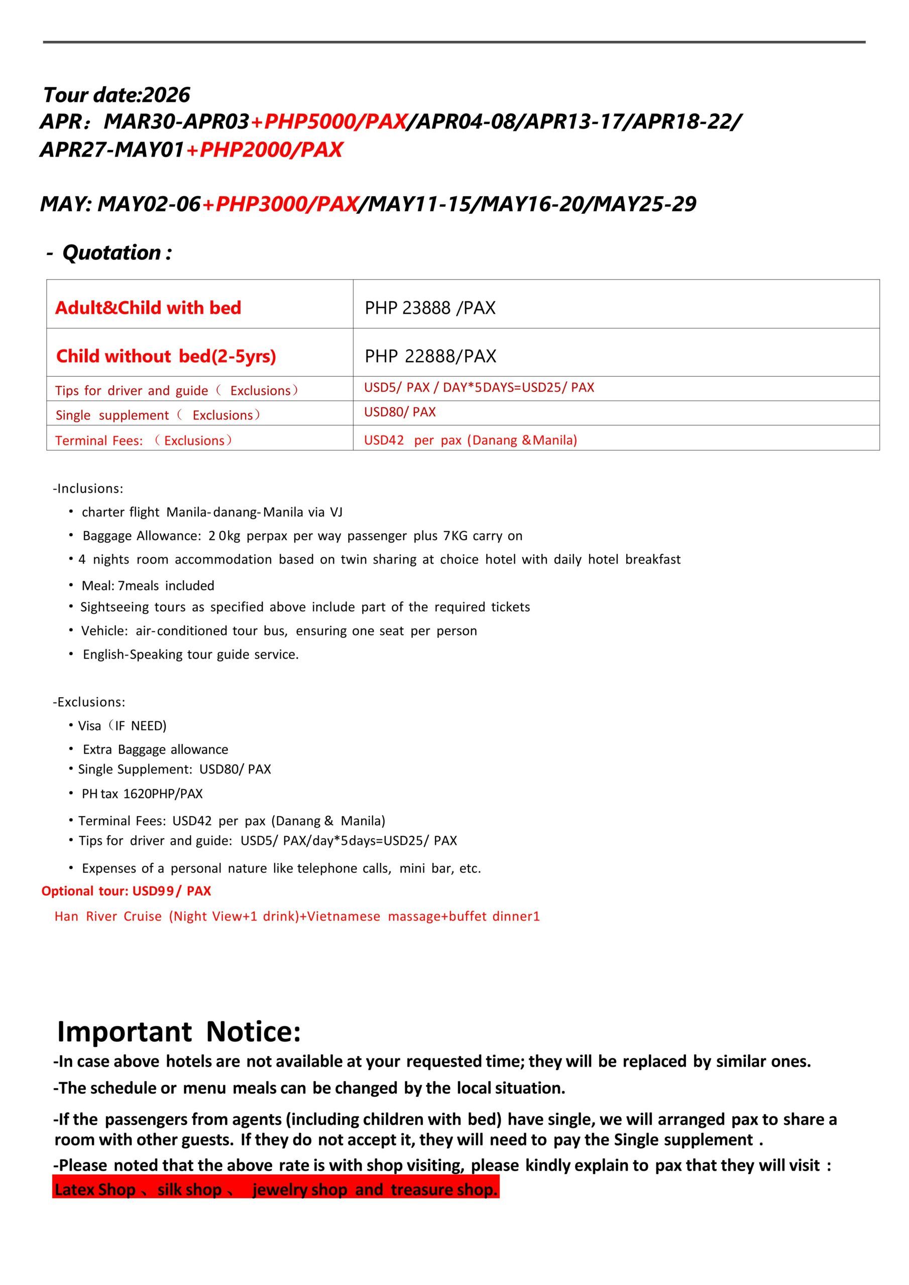 Manila-Danang-6D4N-VJ: AS LOW AS ₱23888/PAX itinerary