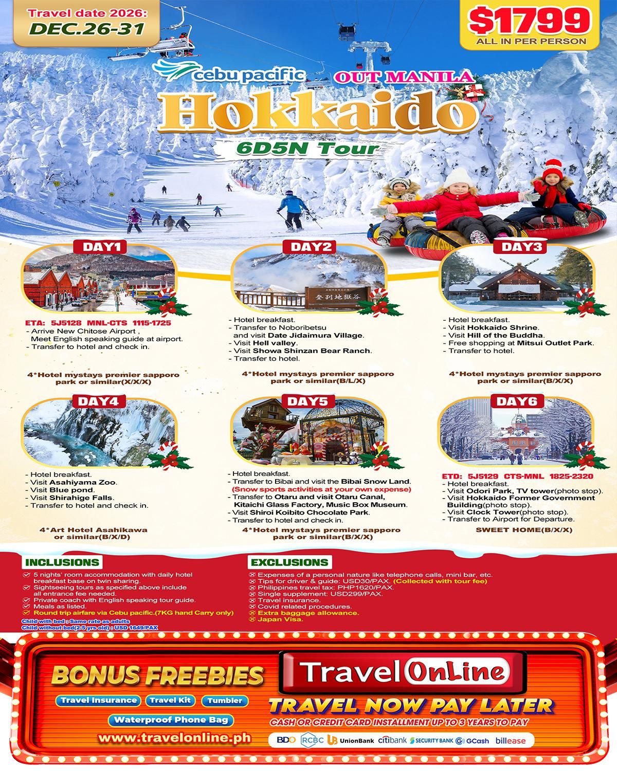 Hokkaido 6D5N Tour (VIA 5J),2026: AS LOW AS $1799/PAX promo image
