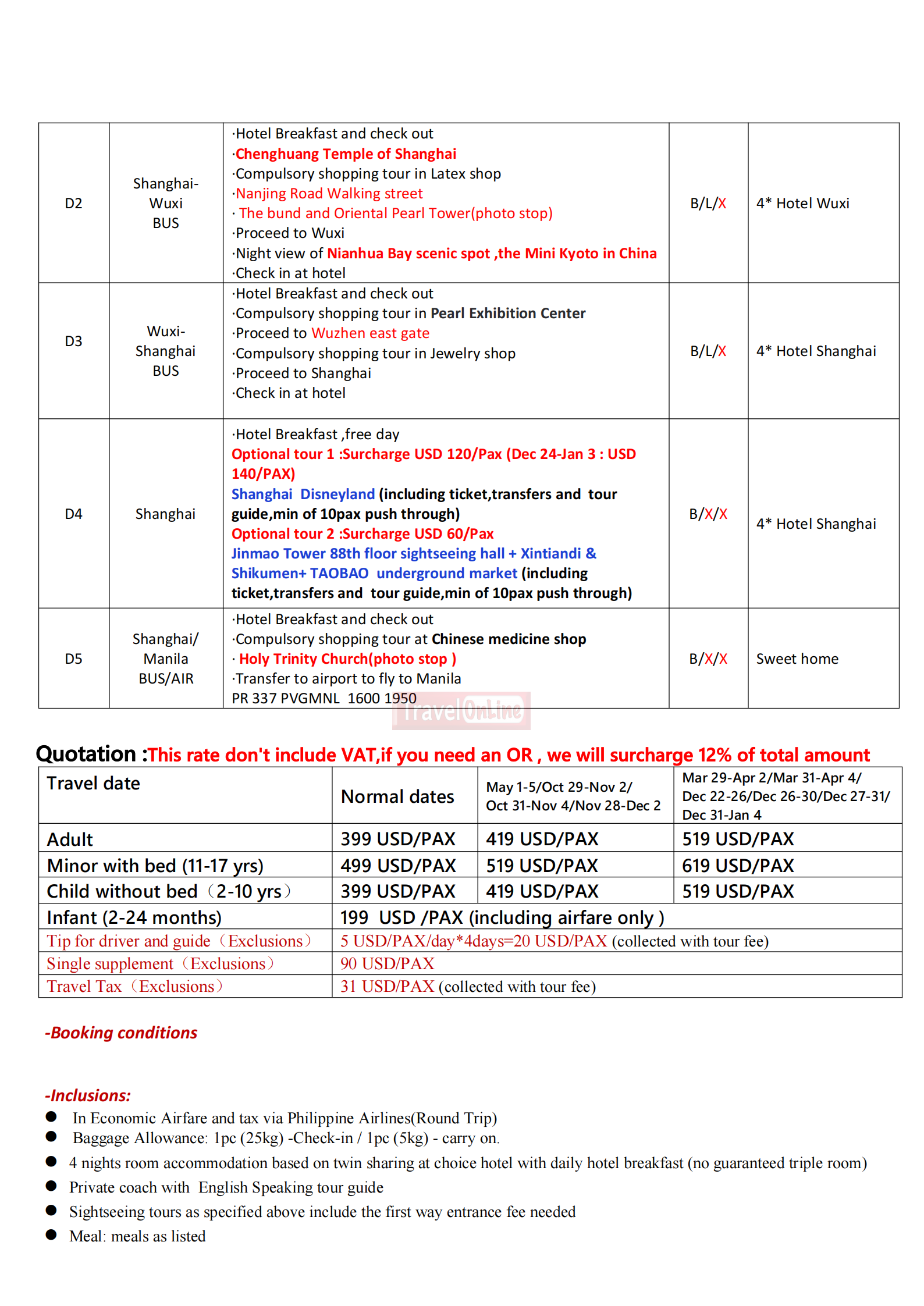 Shanghai Mini Kyoto 5D4N，2026: AS LOW AS $399/PAX itinerary