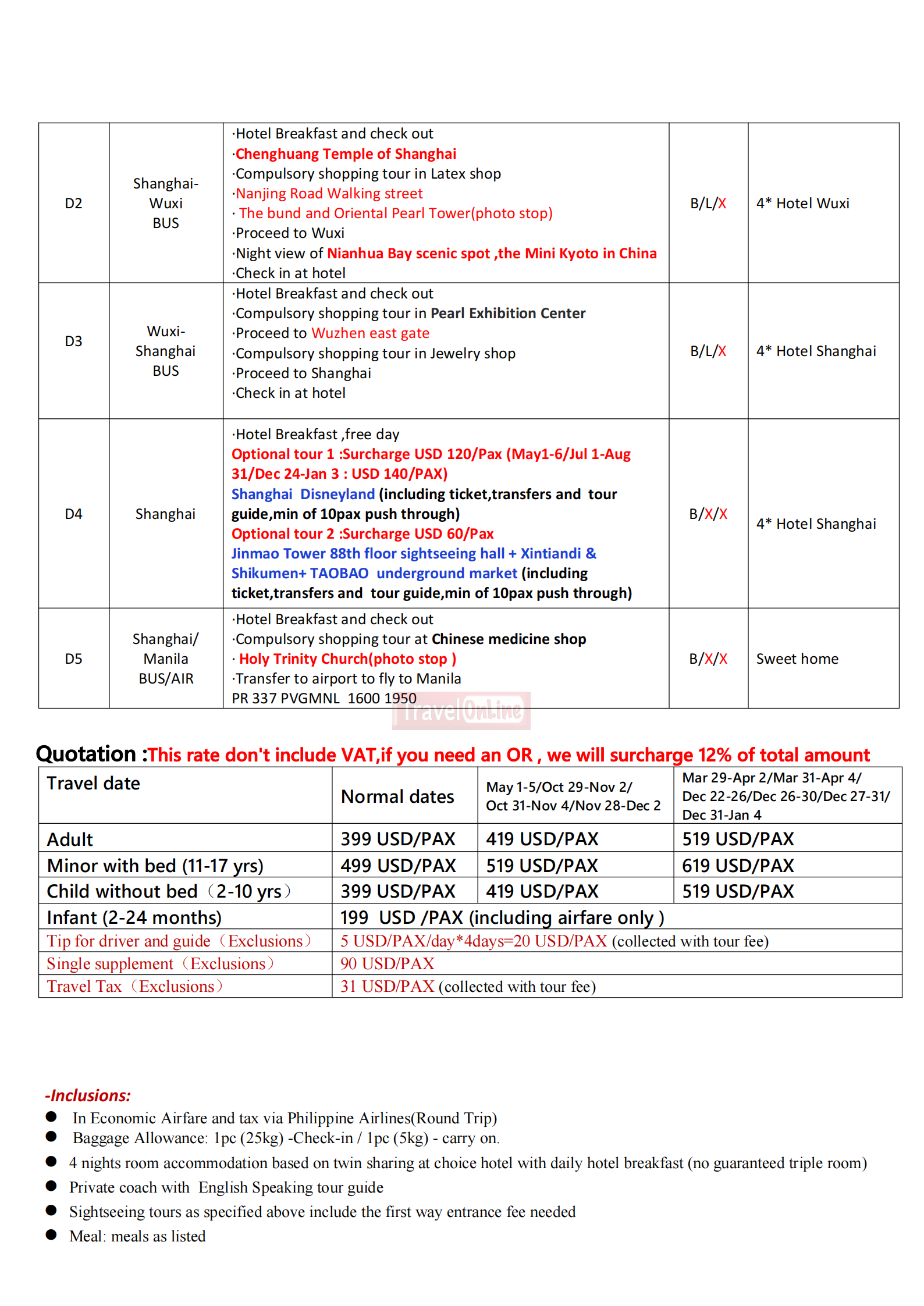 Shanghai Mini Kyoto 5D4N，2026: AS LOW AS $399/PAX itinerary