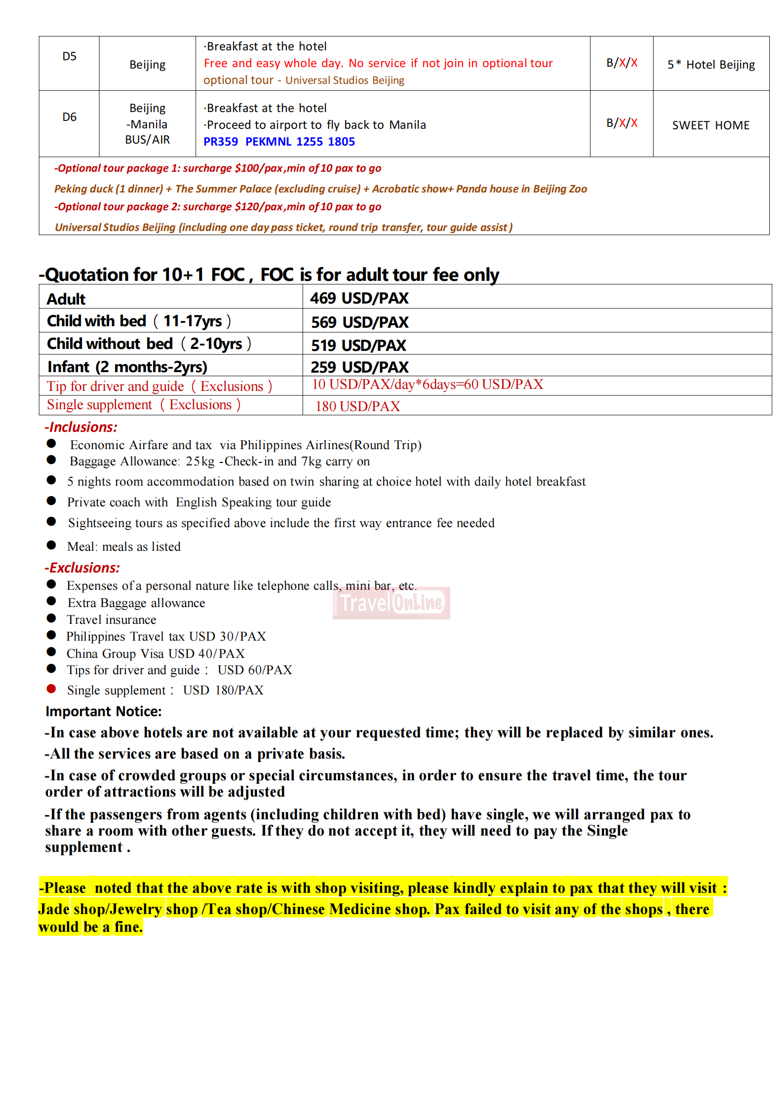 Beijing 6D5N，2026: AS LOW AS $469/PAX itinerary