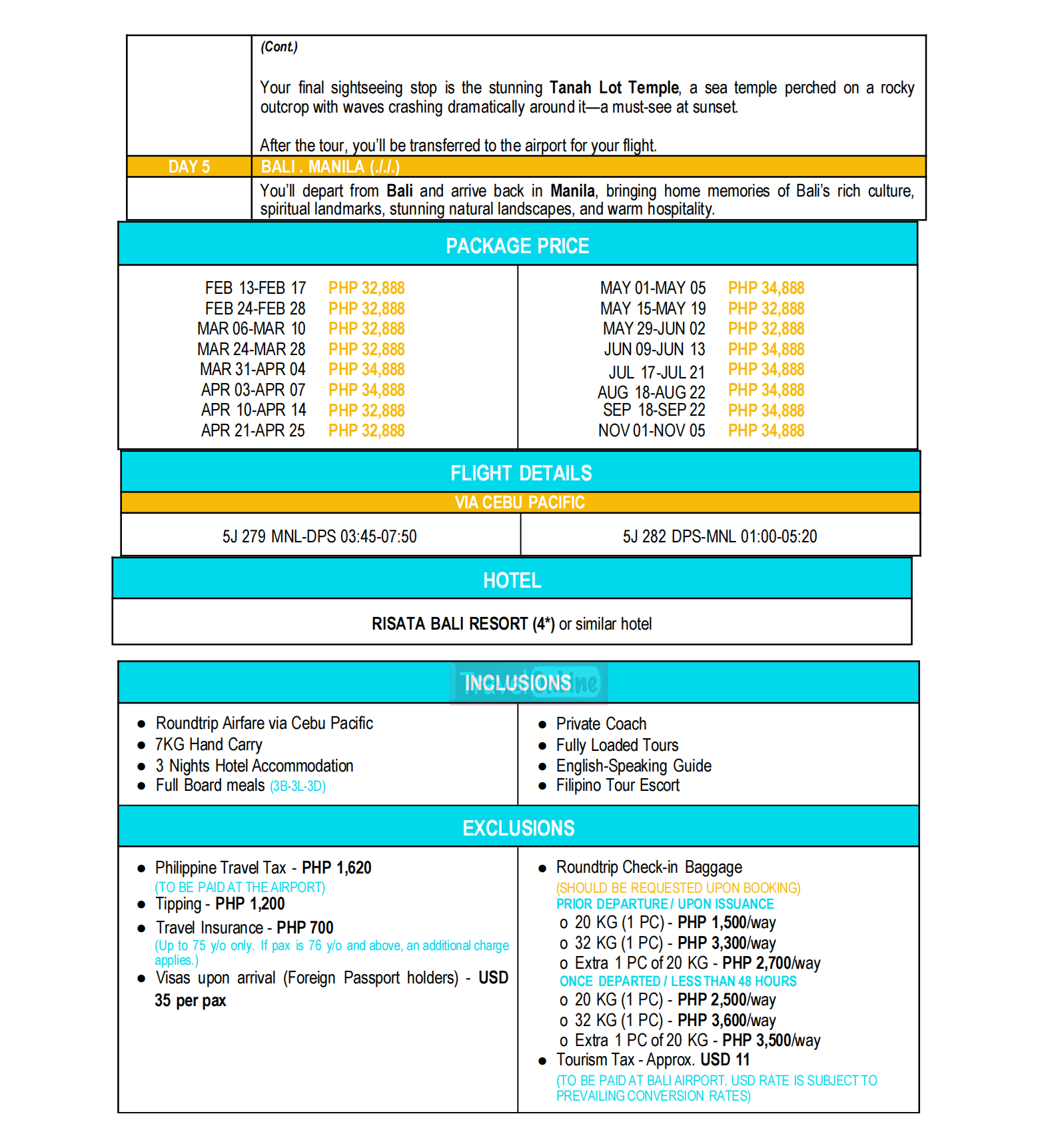 BALI (Betcha By Bali Wow 2.0) 2026 : AS LOW AS ₱32888/PAX itinerary