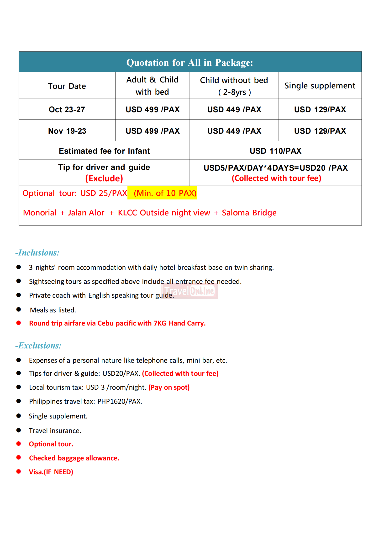 Magic of Malaysia : AS LOW AS $499 itinerary