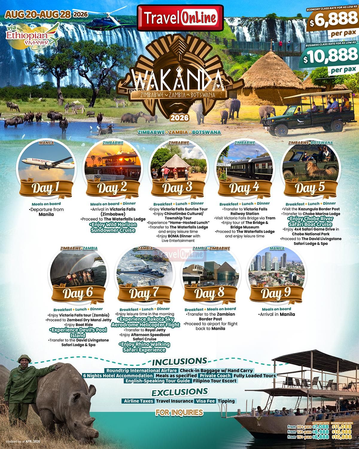 WAKANDA(ZIMBABWE-ZAMBIA-BOTSWANA) 2026: AS LOW AS $6888/PAX promo image