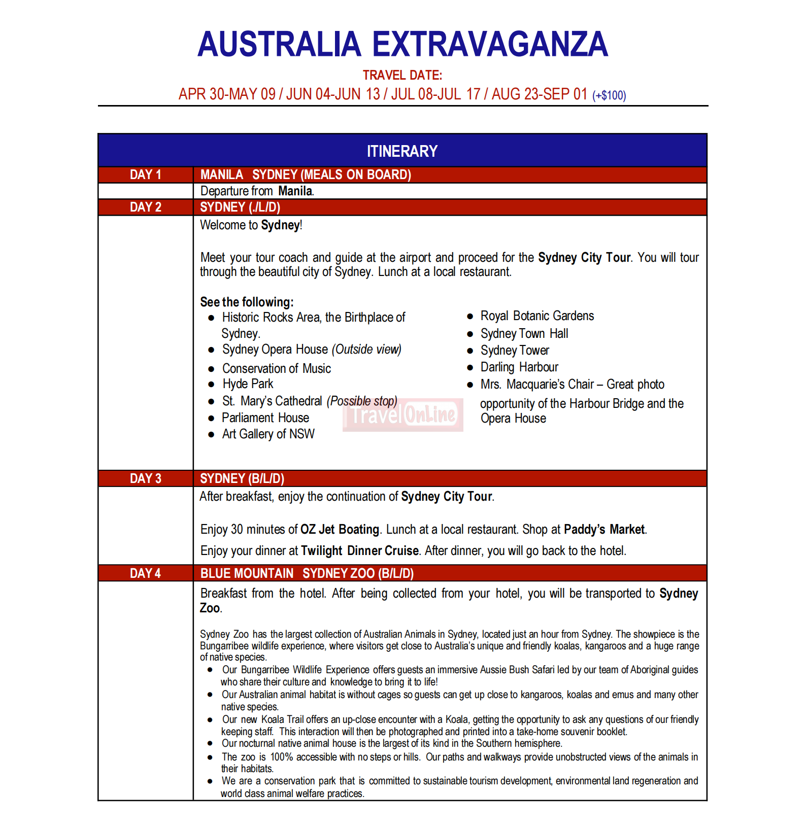 AUSTRALIA EXTRAVAGANZA(SYDNEY-CANBERRA-MELBOURNE) 2026: AS LOW AS  $2988/PAX