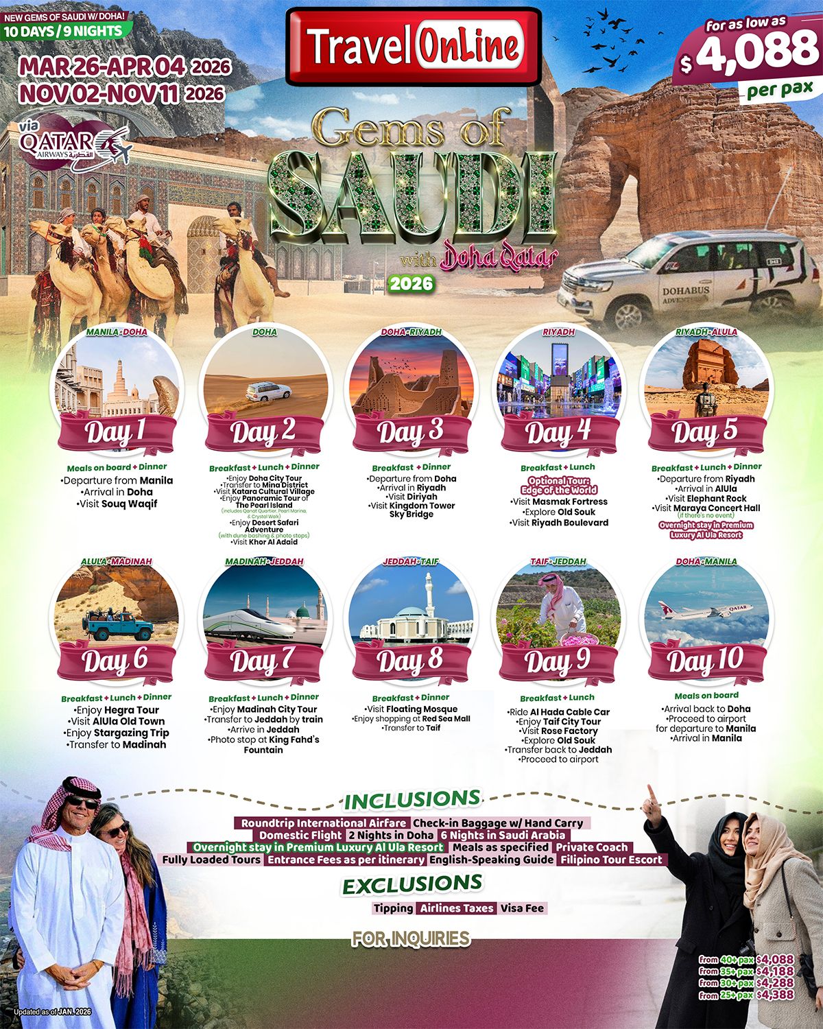 SAUDI (Gems of Saudi with Doha) 2026 : AS LOW AS $4088/PAX promo image