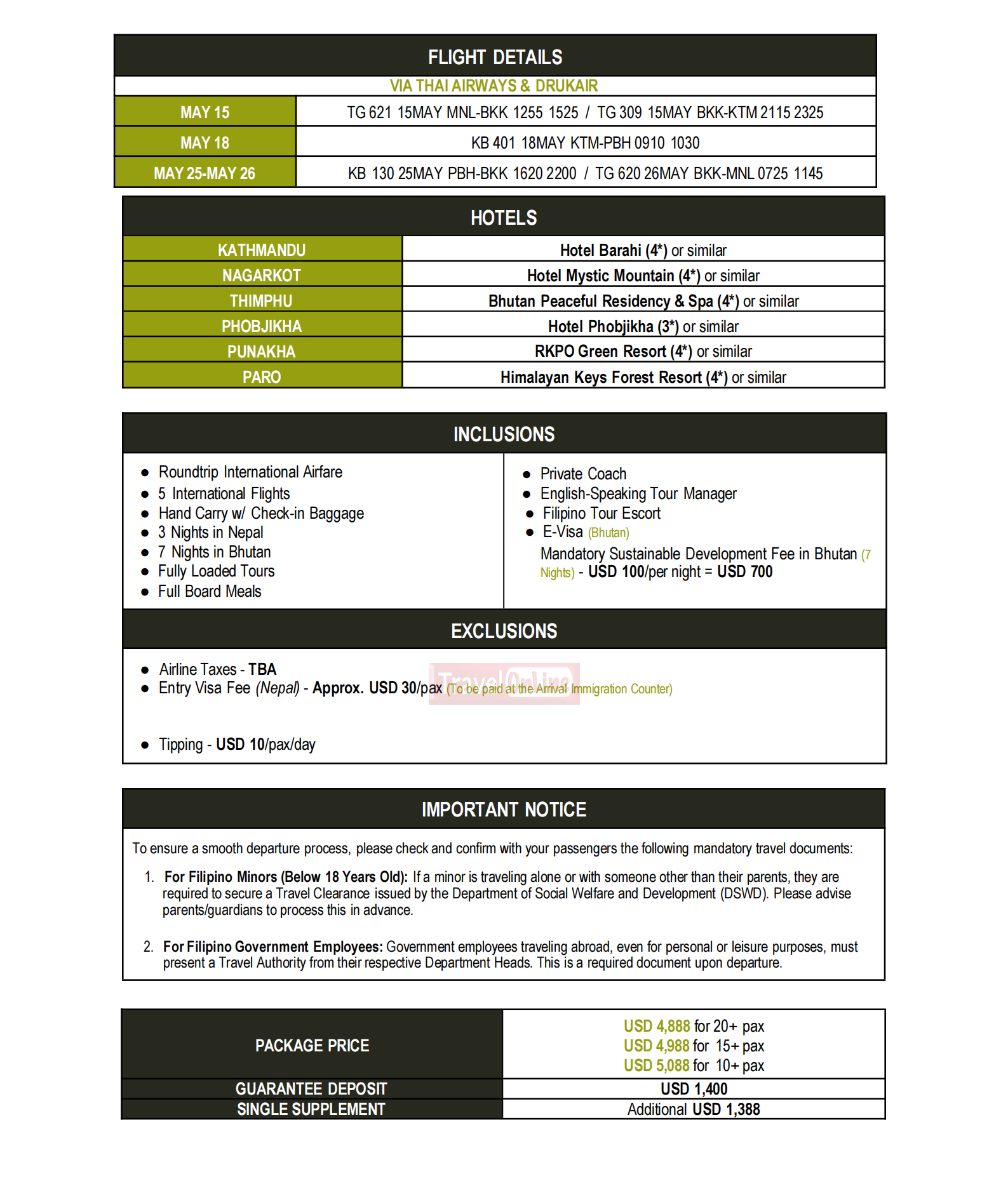 Himalaya Untold Stories of Bhutan and Nepal 2026: AS LOW AS $4888/PAX itinerary