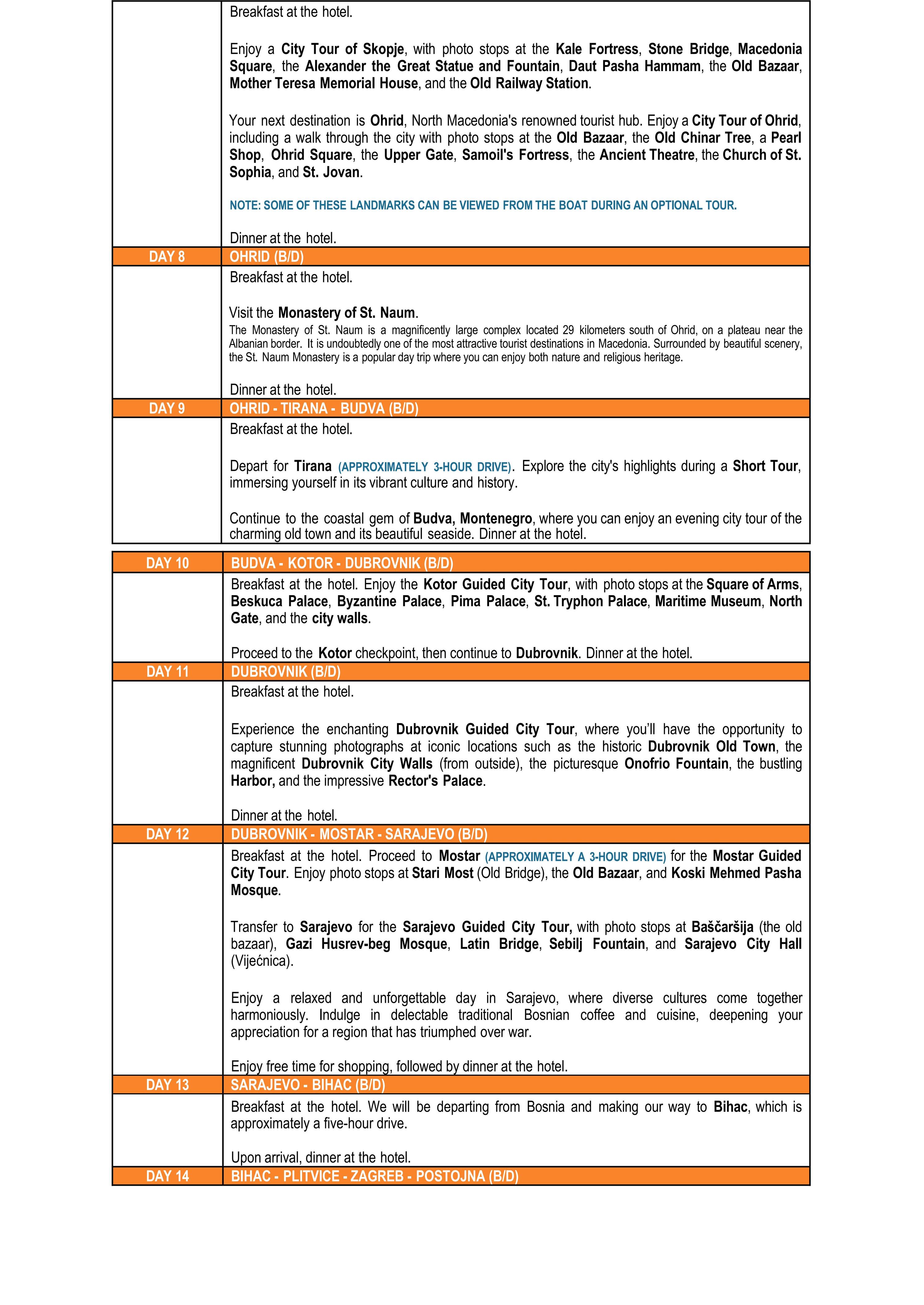 BALKANS (Balkans Extreme) 2025-2027: AS LOW AS $3288/PAX itinerary