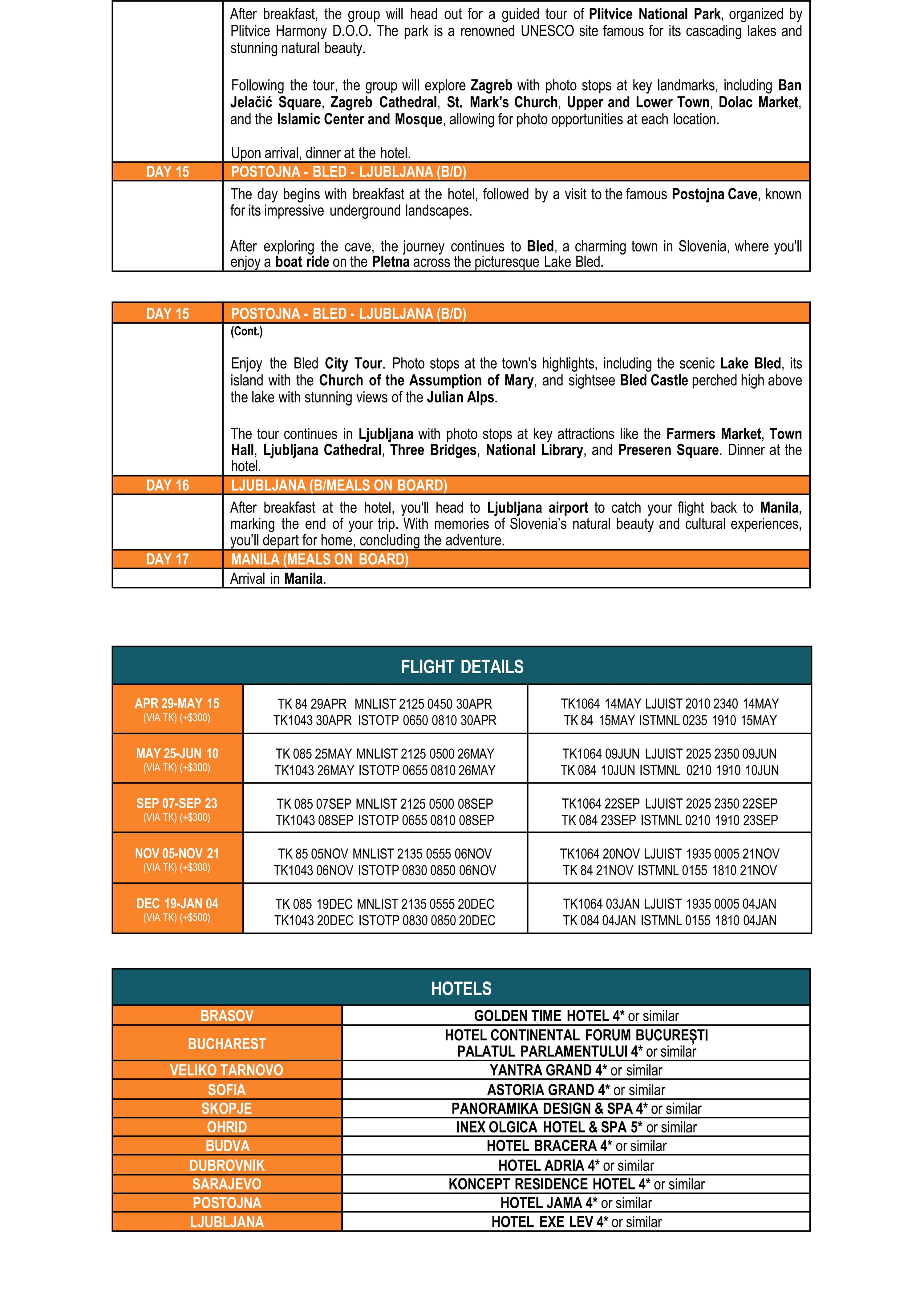 BALKANS (Balkans Extreme) 2025-2027: AS LOW AS $3288/PAX itinerary