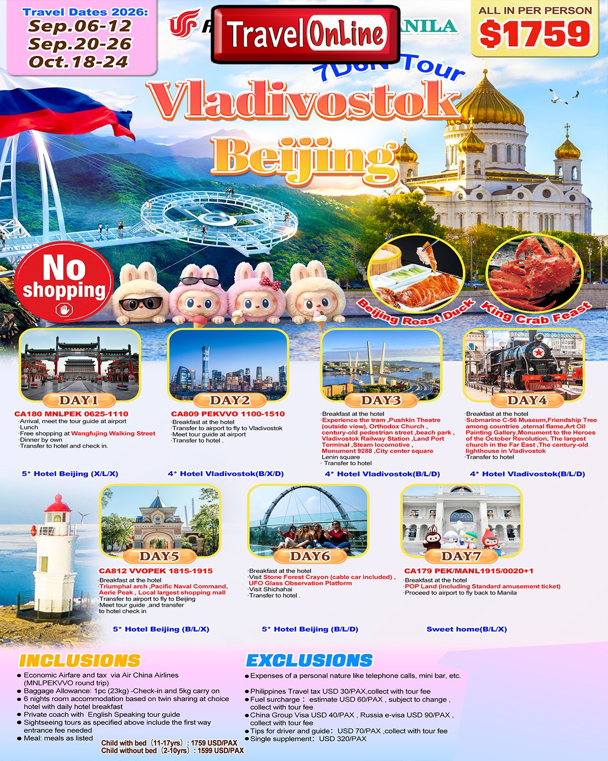 Vladivostok+Beijing 7D6N Tour 2026: AS LOW AS $1759/PAX promo image