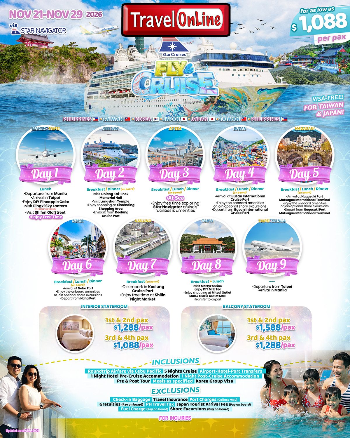FLY and CRUISE (Star Navigator) 2026: AS LOW AS $1088/PAX promo image