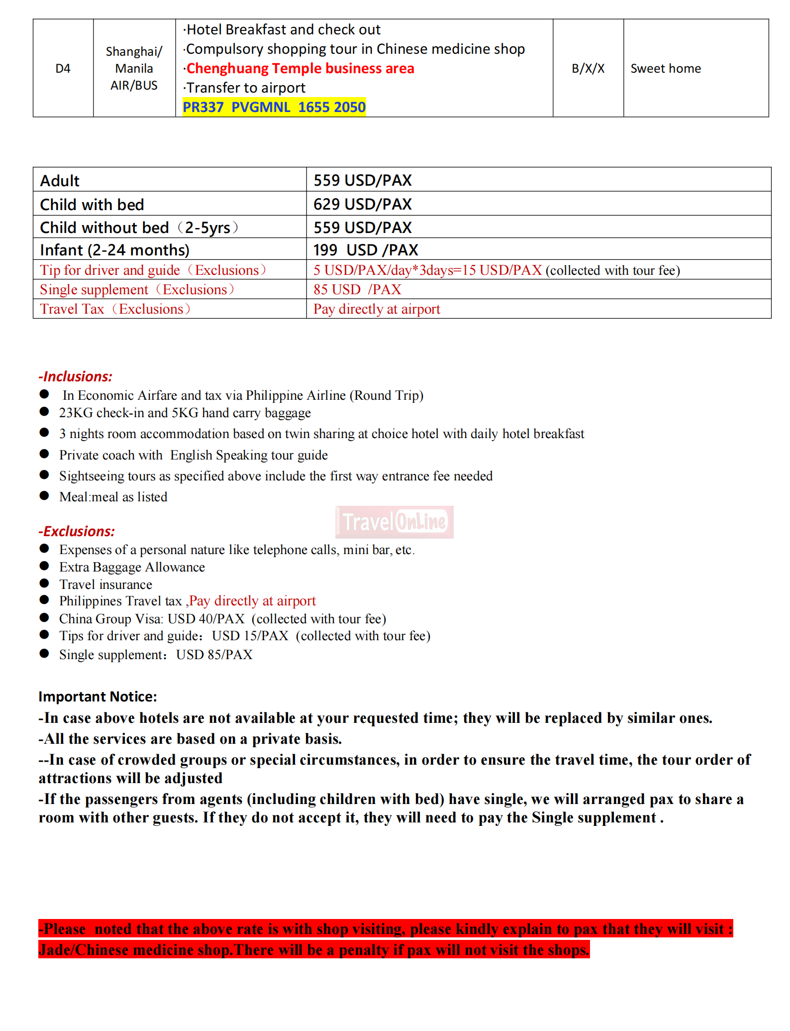 Shanghai 4D3N Tour（PR）,2026: AS LOW AS $559/PAX itinerary