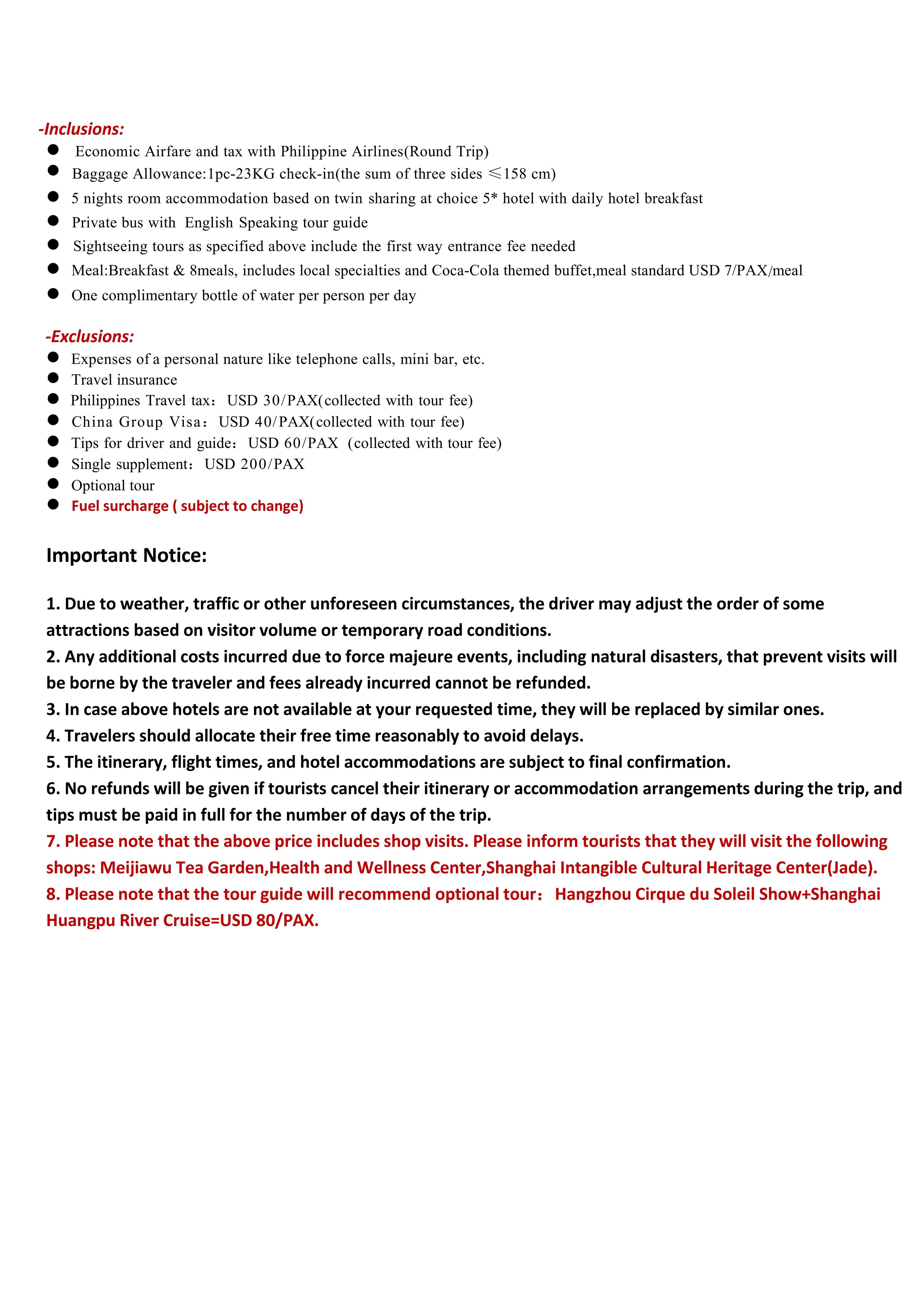 Manila-Shanghai+Hangzhou+Jiangxi 6D5N,2026: AS LOW AS $699/PAX itinerary
