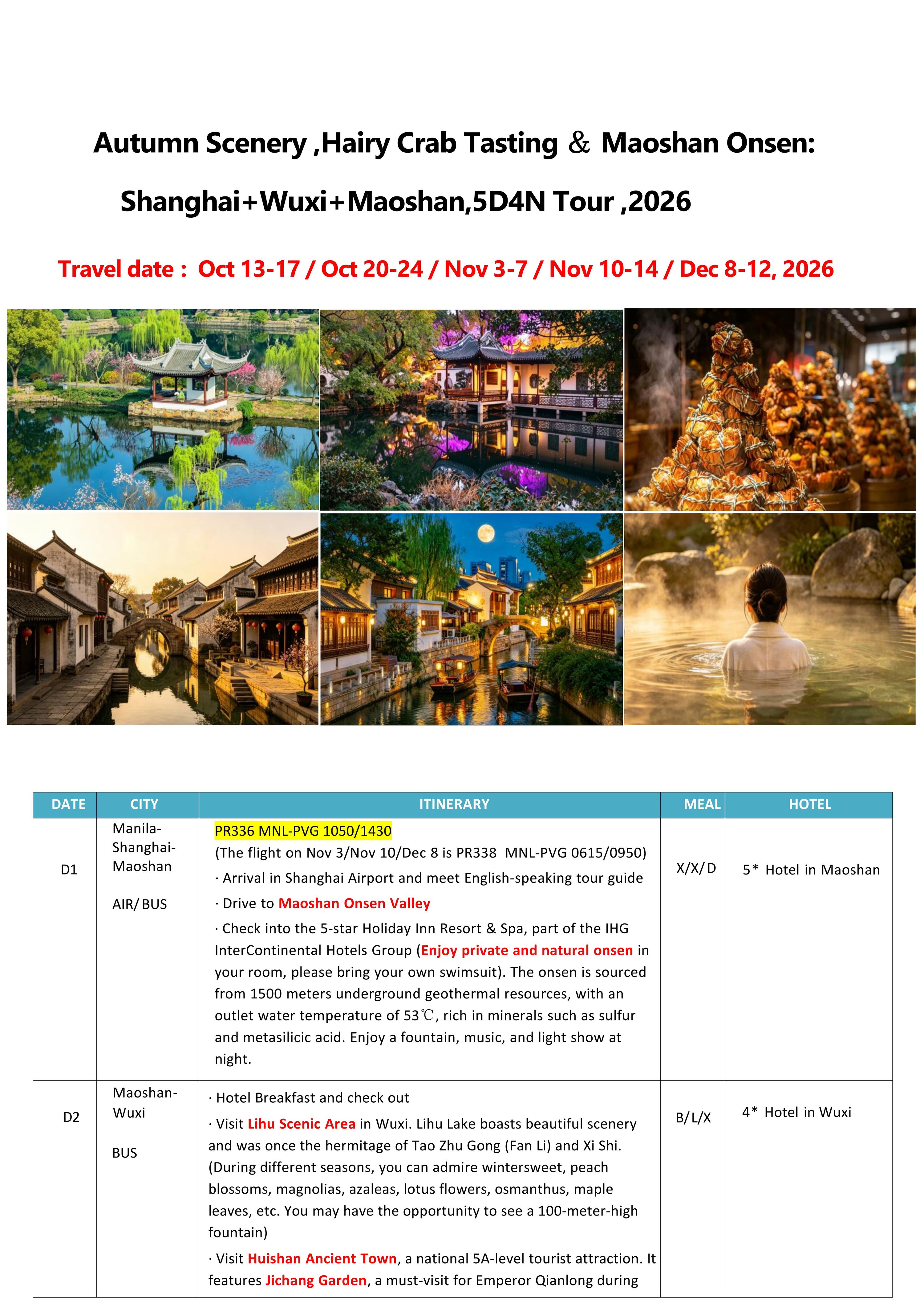 Manila-Shanghai+Wuxi,5D4N,2026: AS LOW AS $699/PAX itinerary