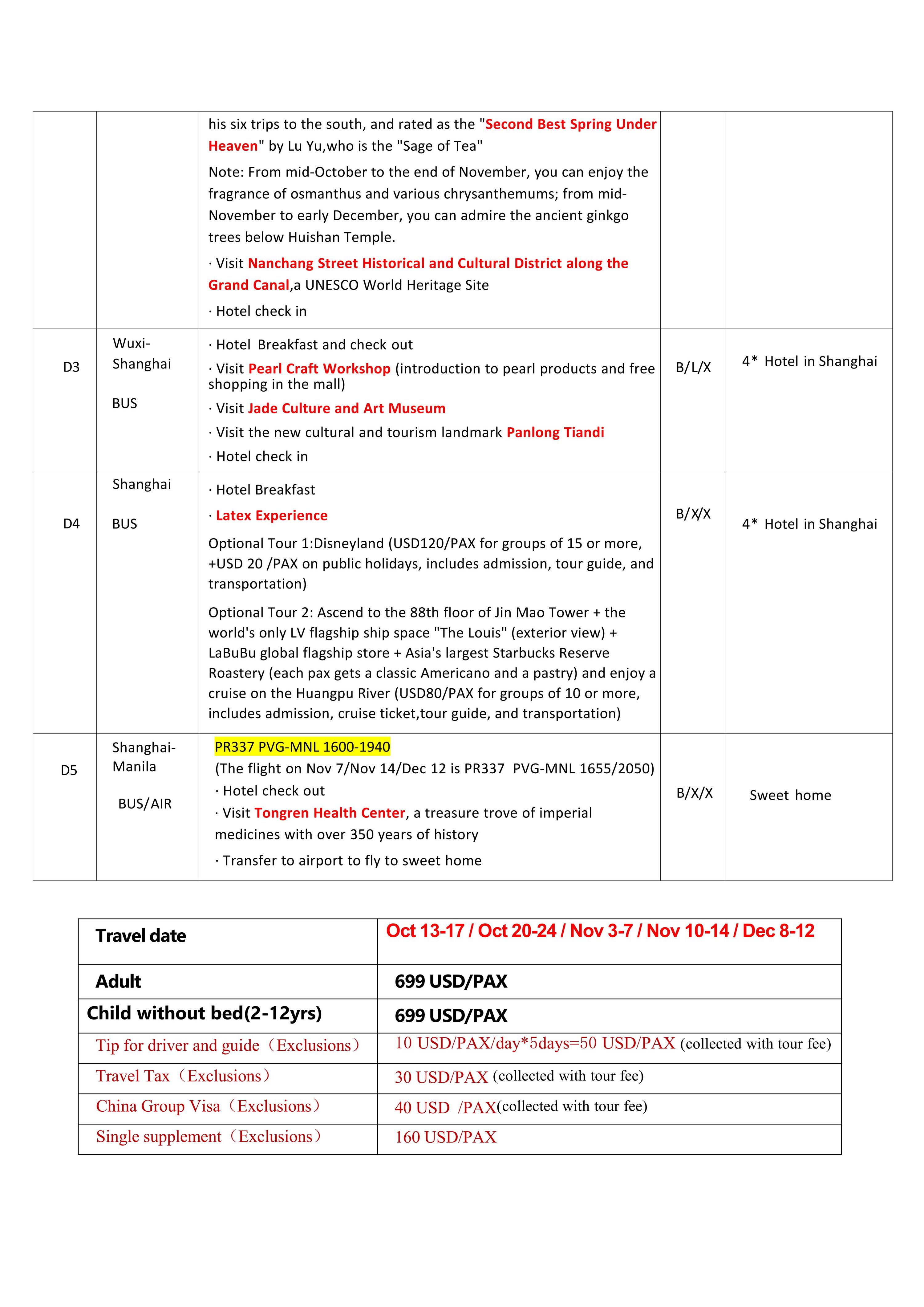 Manila-Shanghai+Wuxi,5D4N,2026: AS LOW AS $699/PAX itinerary