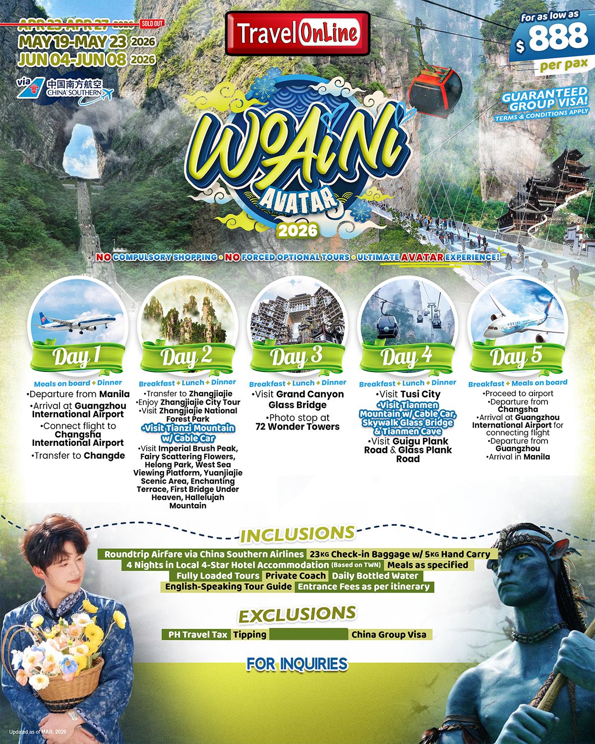 CHINA (Wo Ai Ni-Avatar) 2026: AS LOW AS $888/PAX promo image
