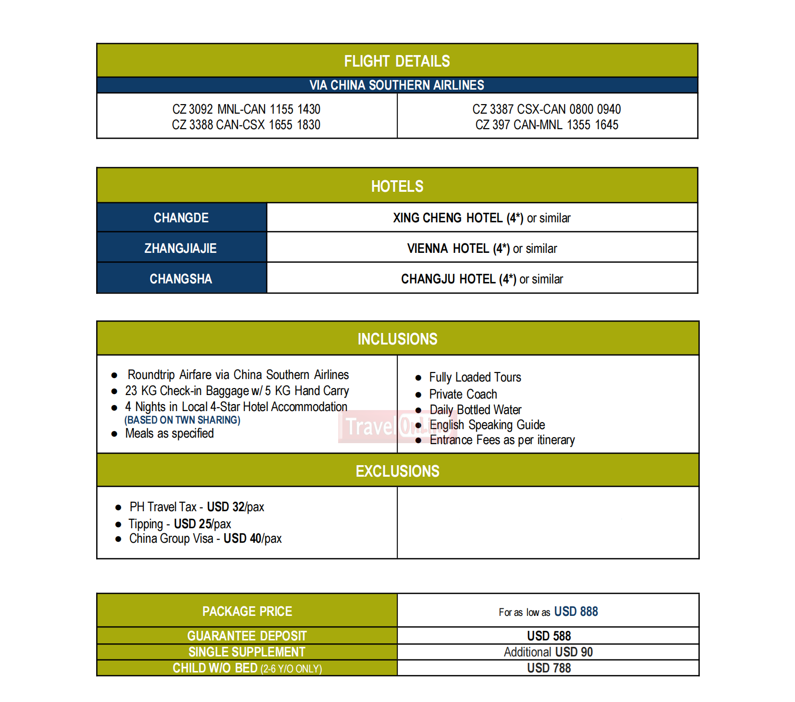 CHINA (Wo Ai Ni-Avatar) 2026: AS LOW AS $888/PAX itinerary