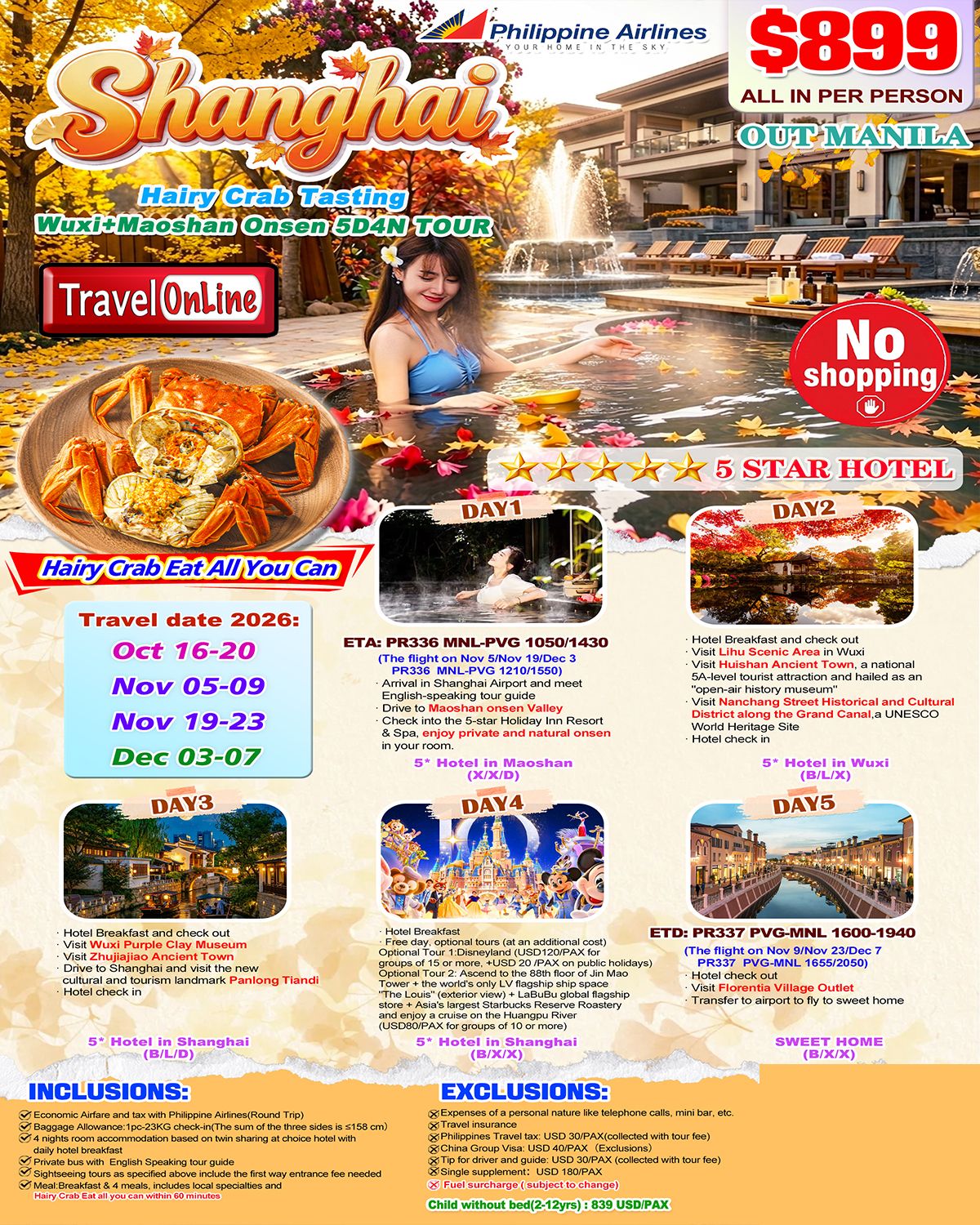 Manila-Shanghai+Wuxi+Maoshan 5D4N,2026: AS LOW AS $899/PAX promo image