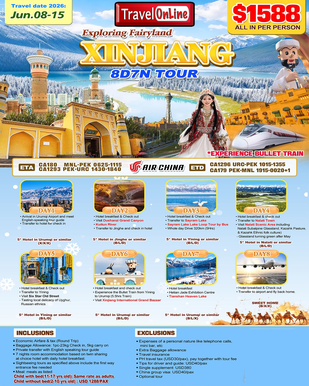 Xinjiang Northern (Via Beijing) 8D7N (5star),2026: AS LOW AS $1588 promo image